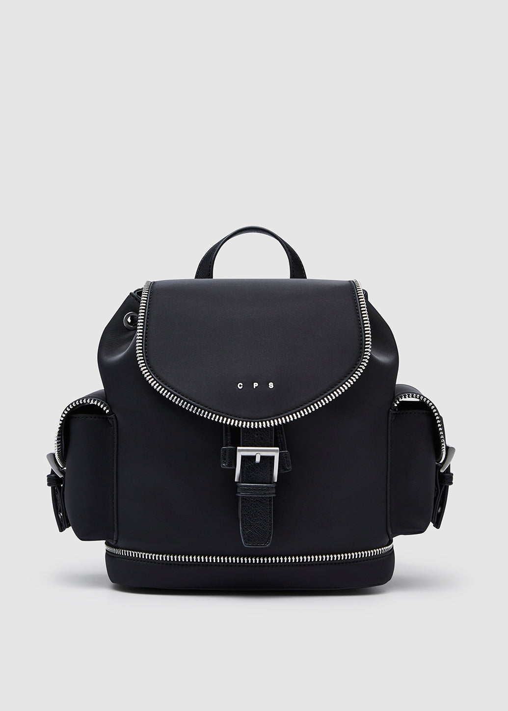 black leather flap backpack BLACK FLAP BACKPACK – C P S Official Store