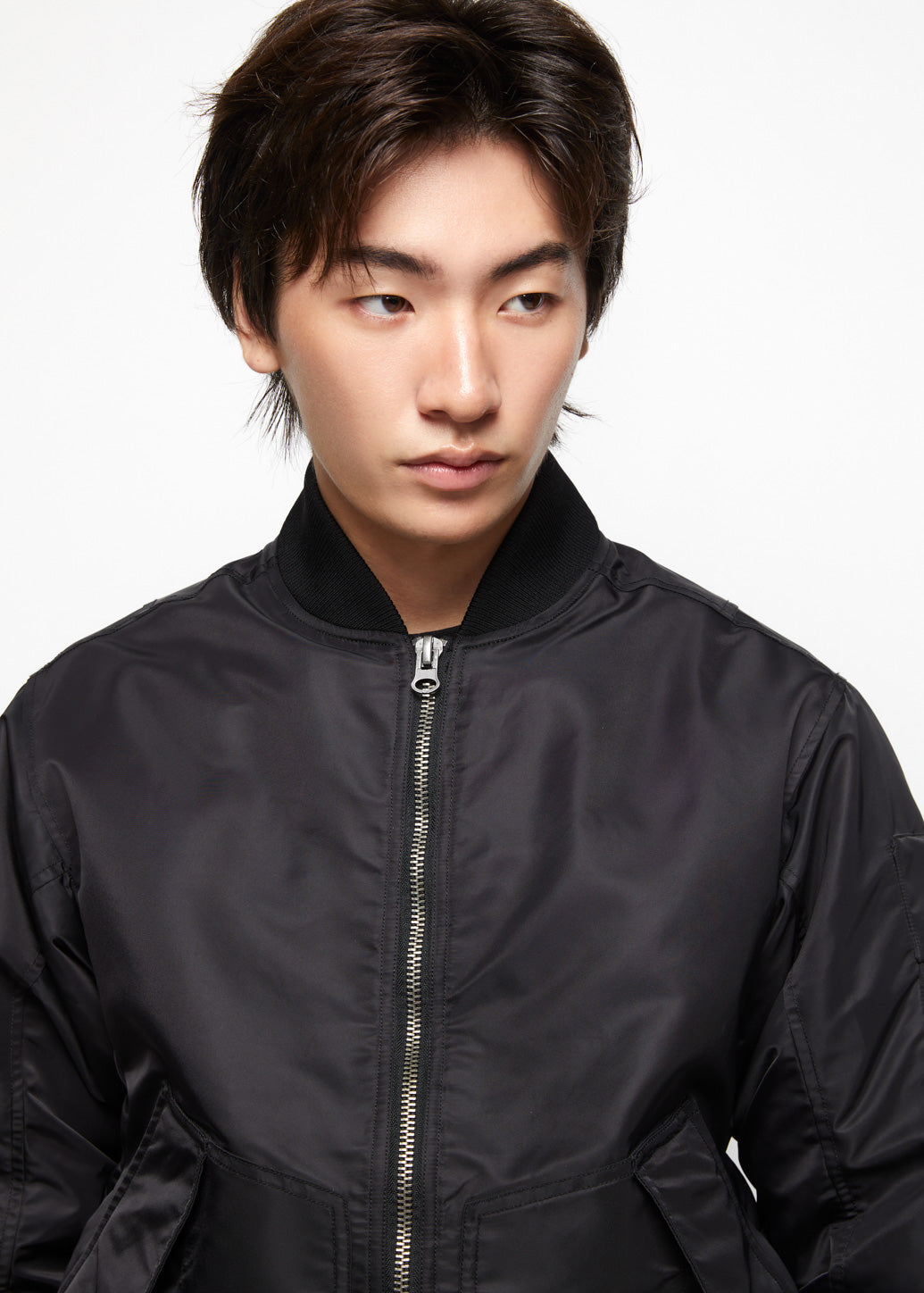 BLACK CROPPED BOMBER JACKET - CPS Chaps Official Store