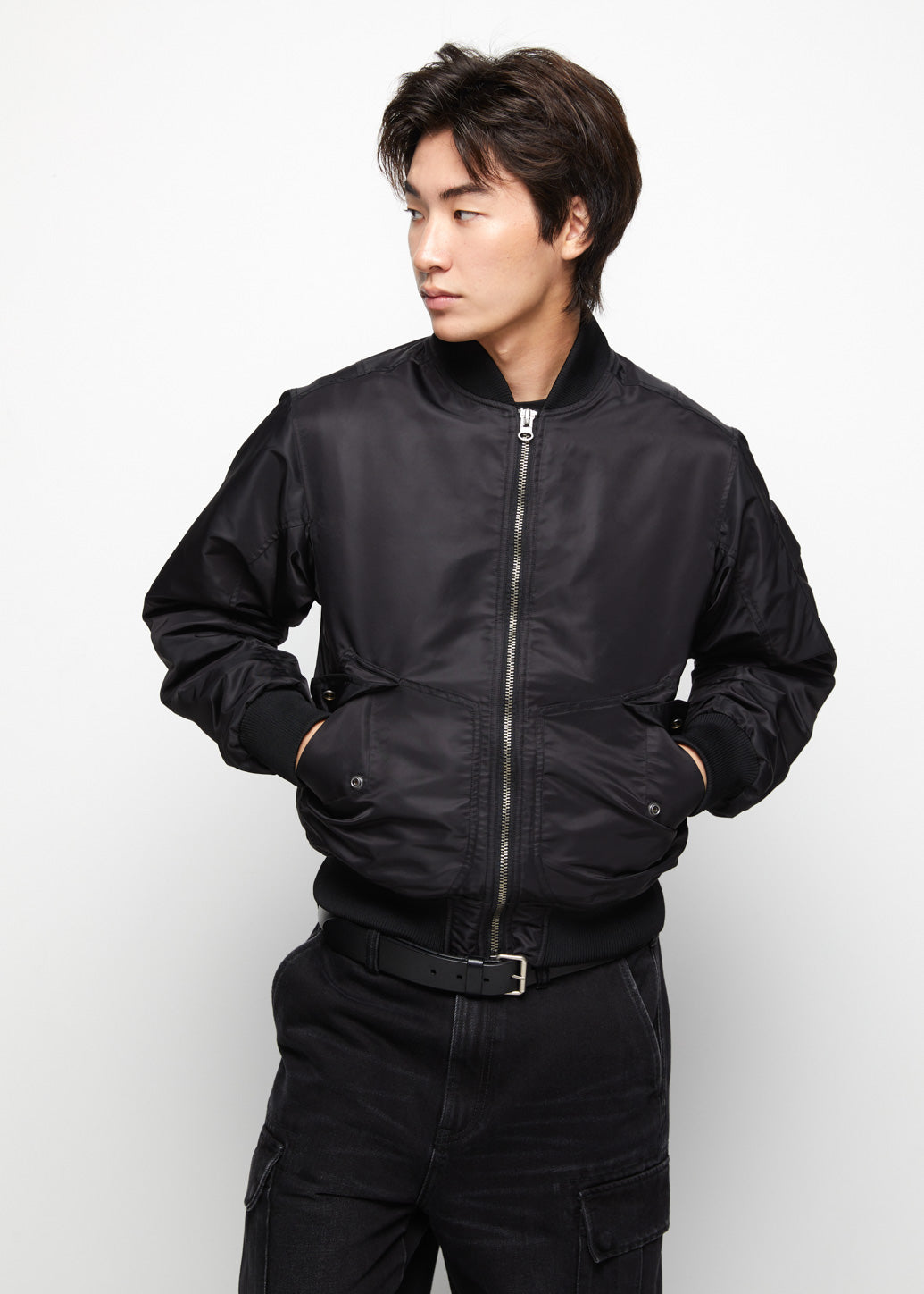 BLACK CROPPED BOMBER JACKET - CPS Chaps Official Store