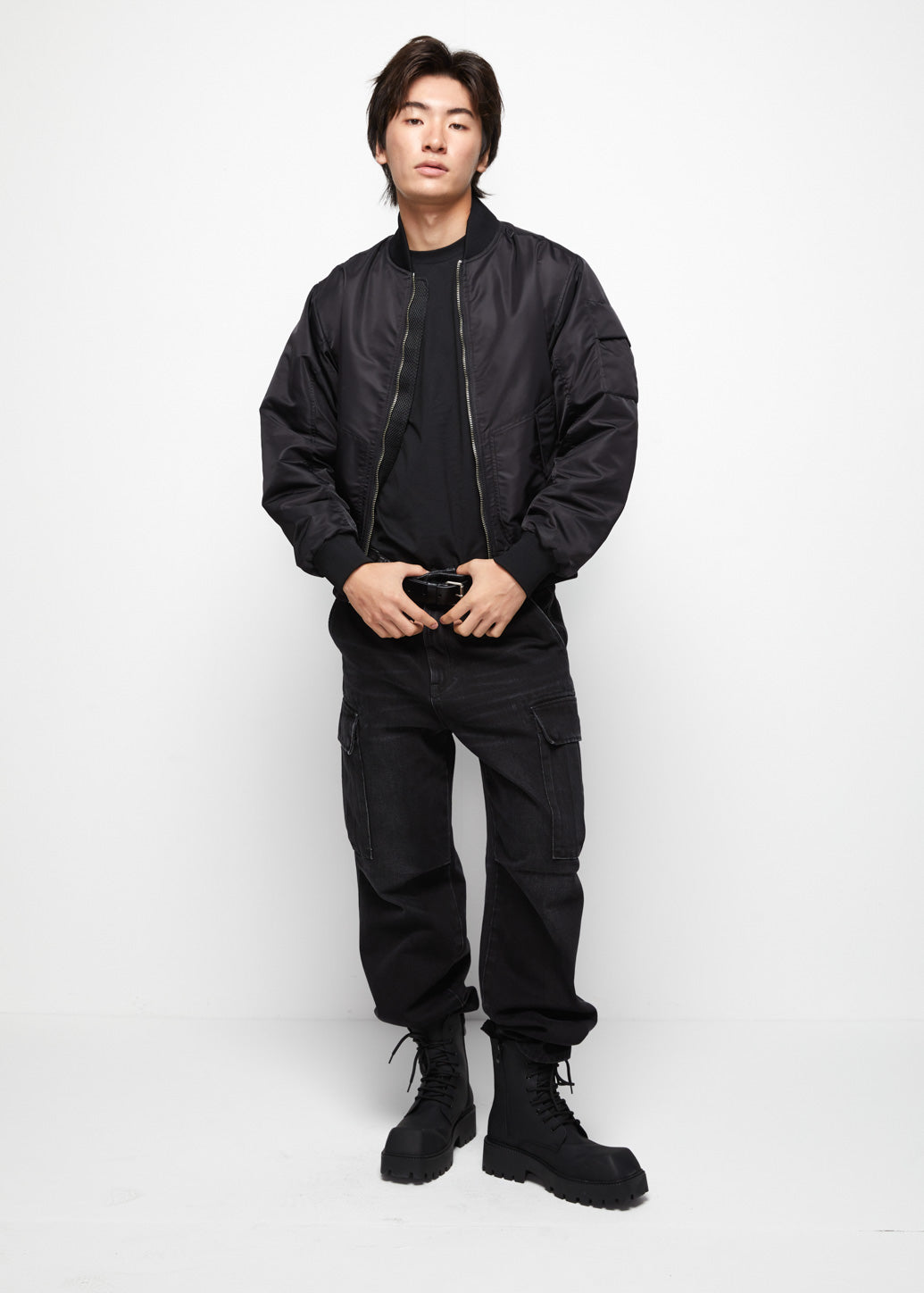 BLACK CROPPED BOMBER JACKET - CPS Chaps Official Store