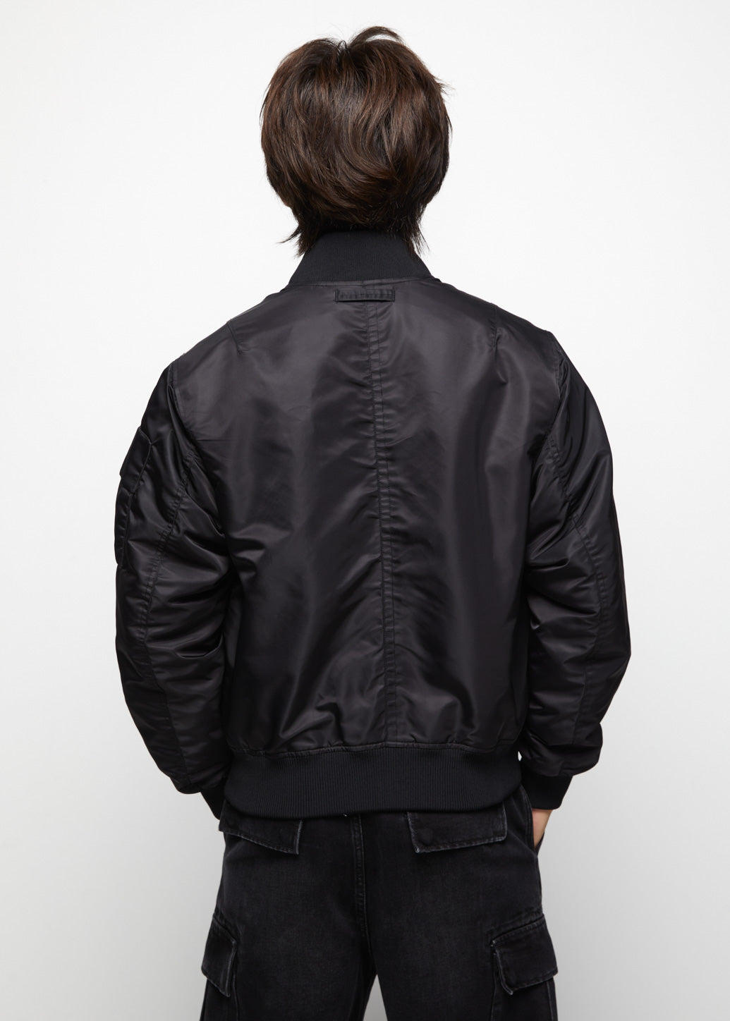 BLACK CROPPED BOMBER JACKET - CPS Chaps Official Store