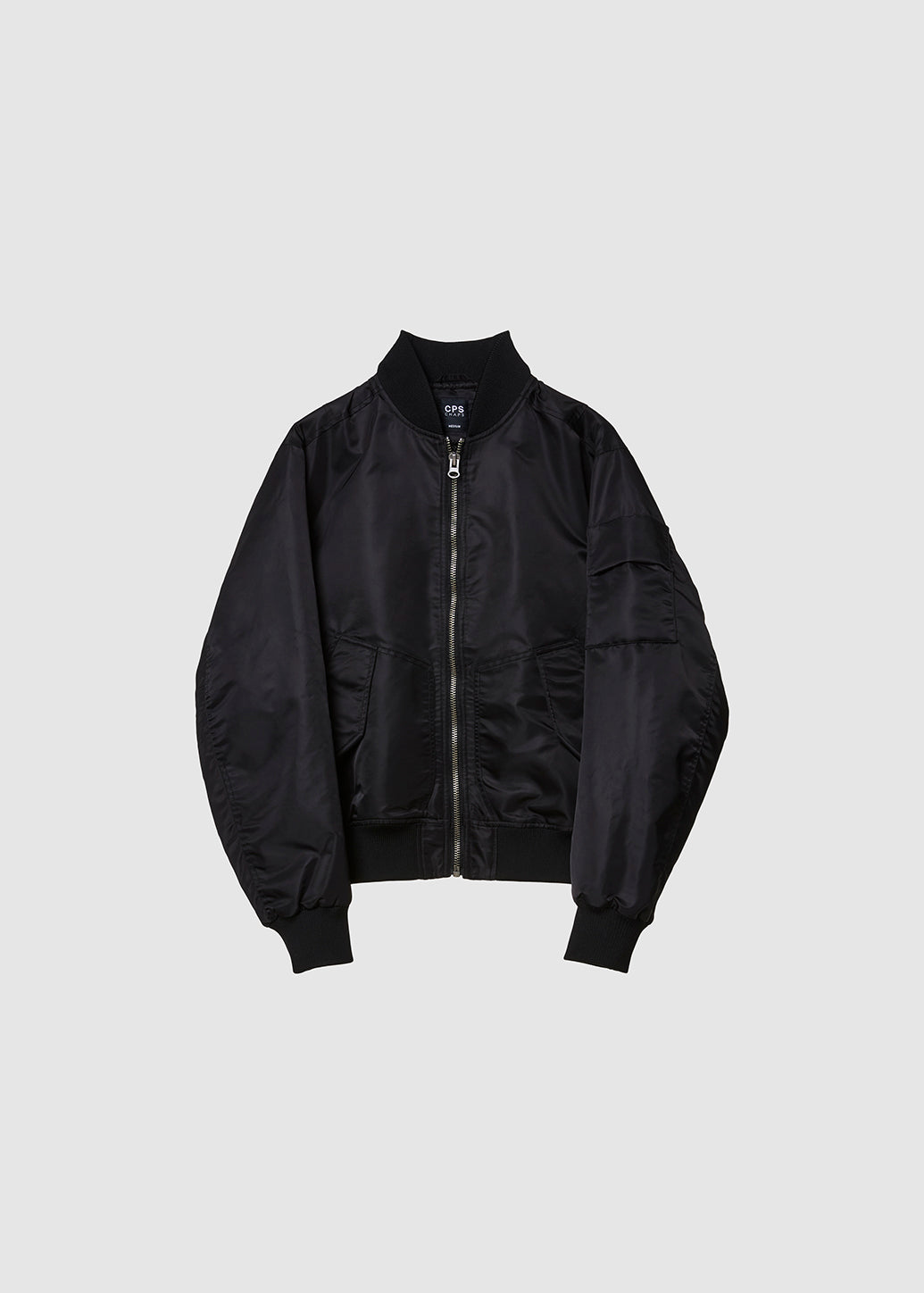 BLACK CROPPED BOMBER JACKET - CPS Chaps Official Store