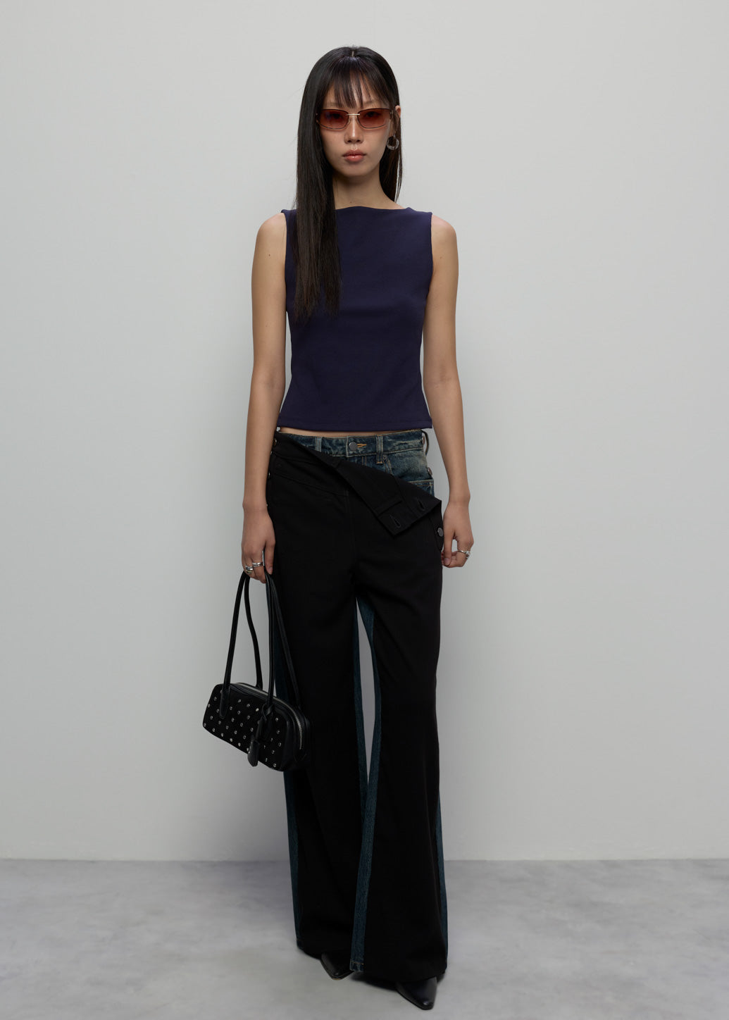 WRAP-DETAIL WIDE-LEG PANTS