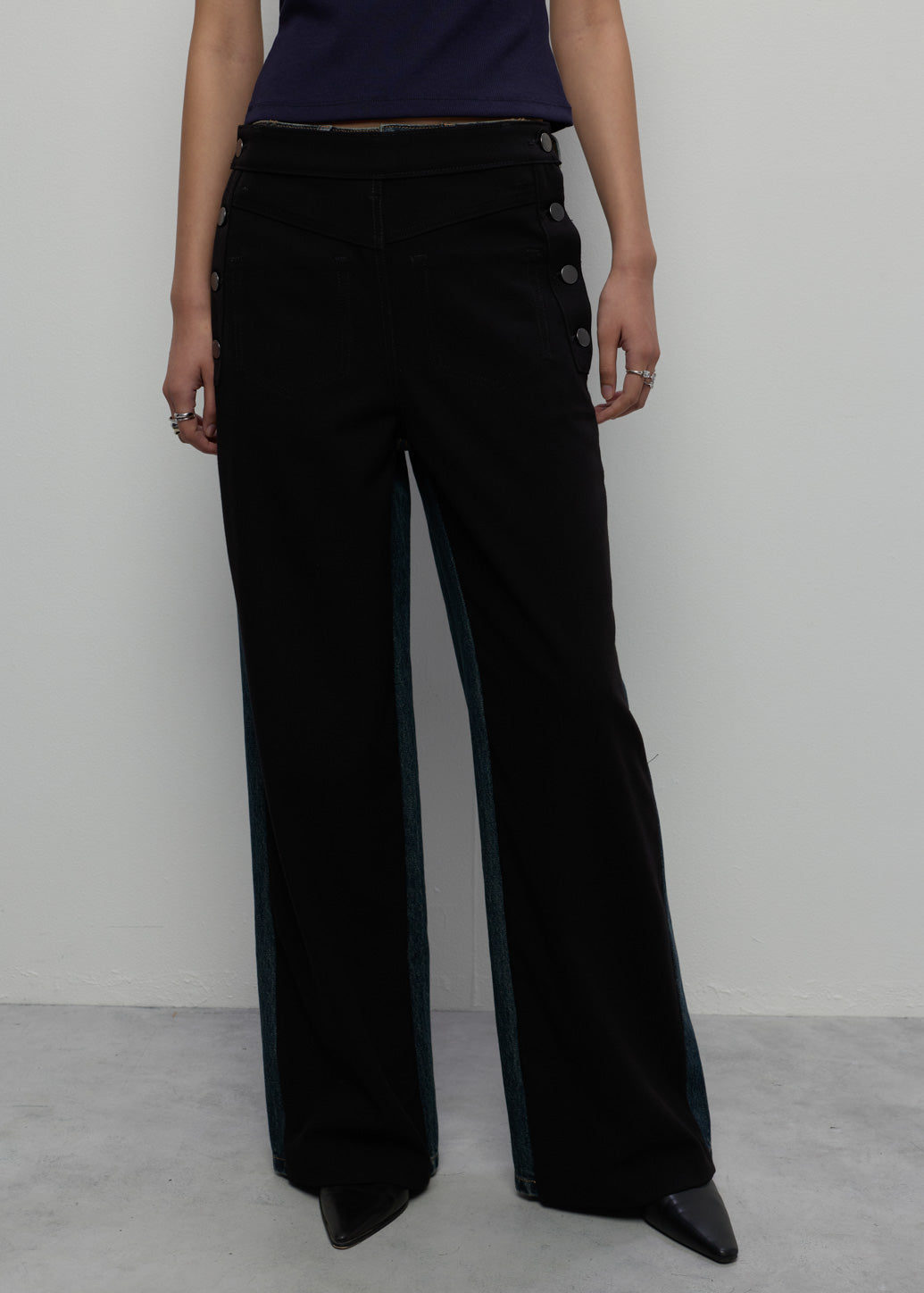 WRAP-DETAIL WIDE-LEG PANTS