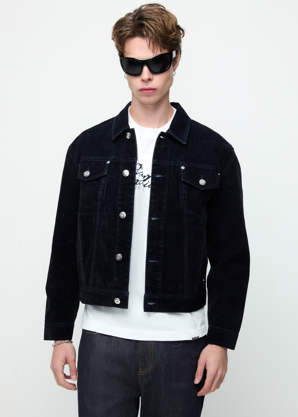 VELVET DENIM CROPPED JACKET