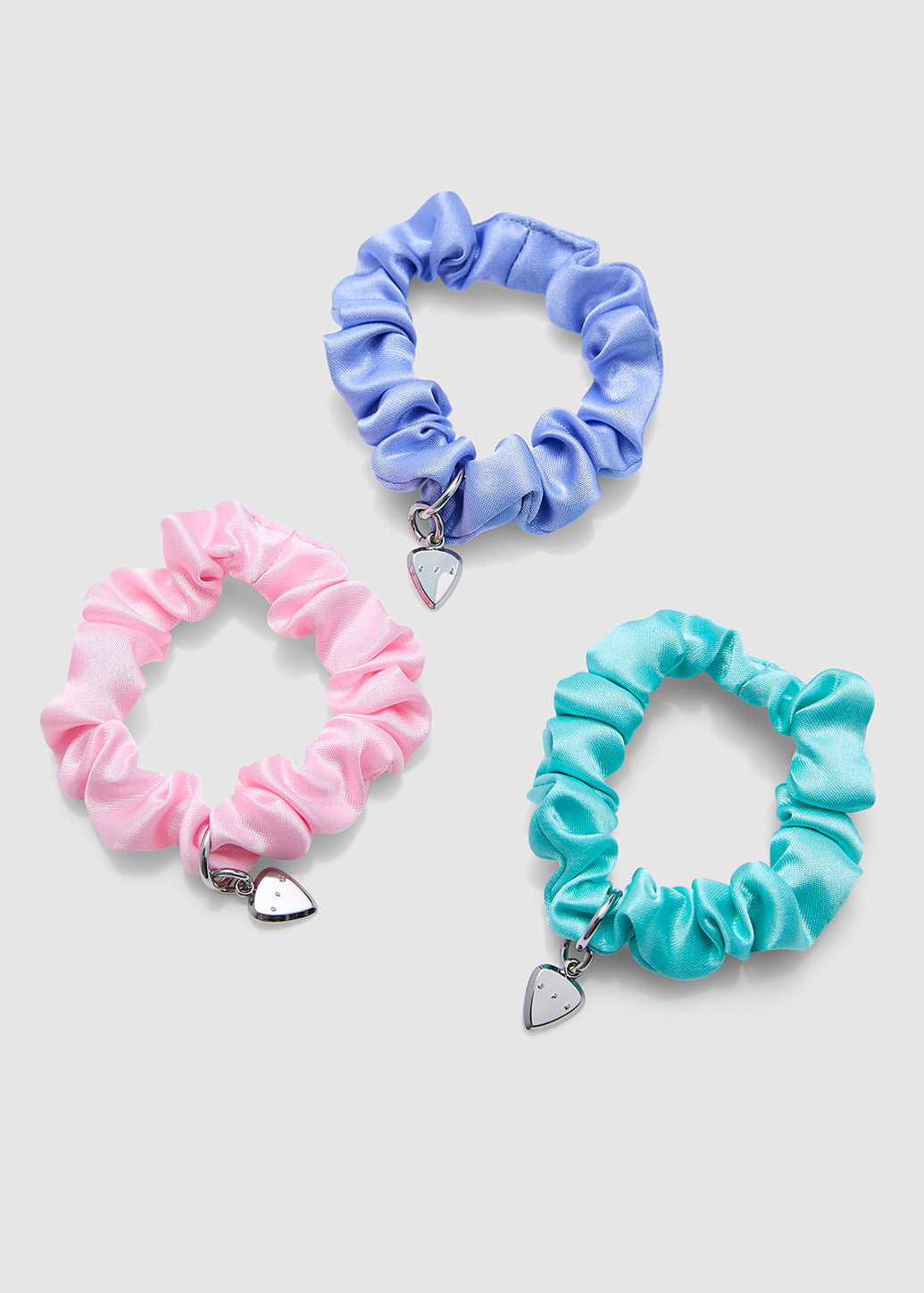 SATIN SCRUNCHIES SET Multicolor / OS