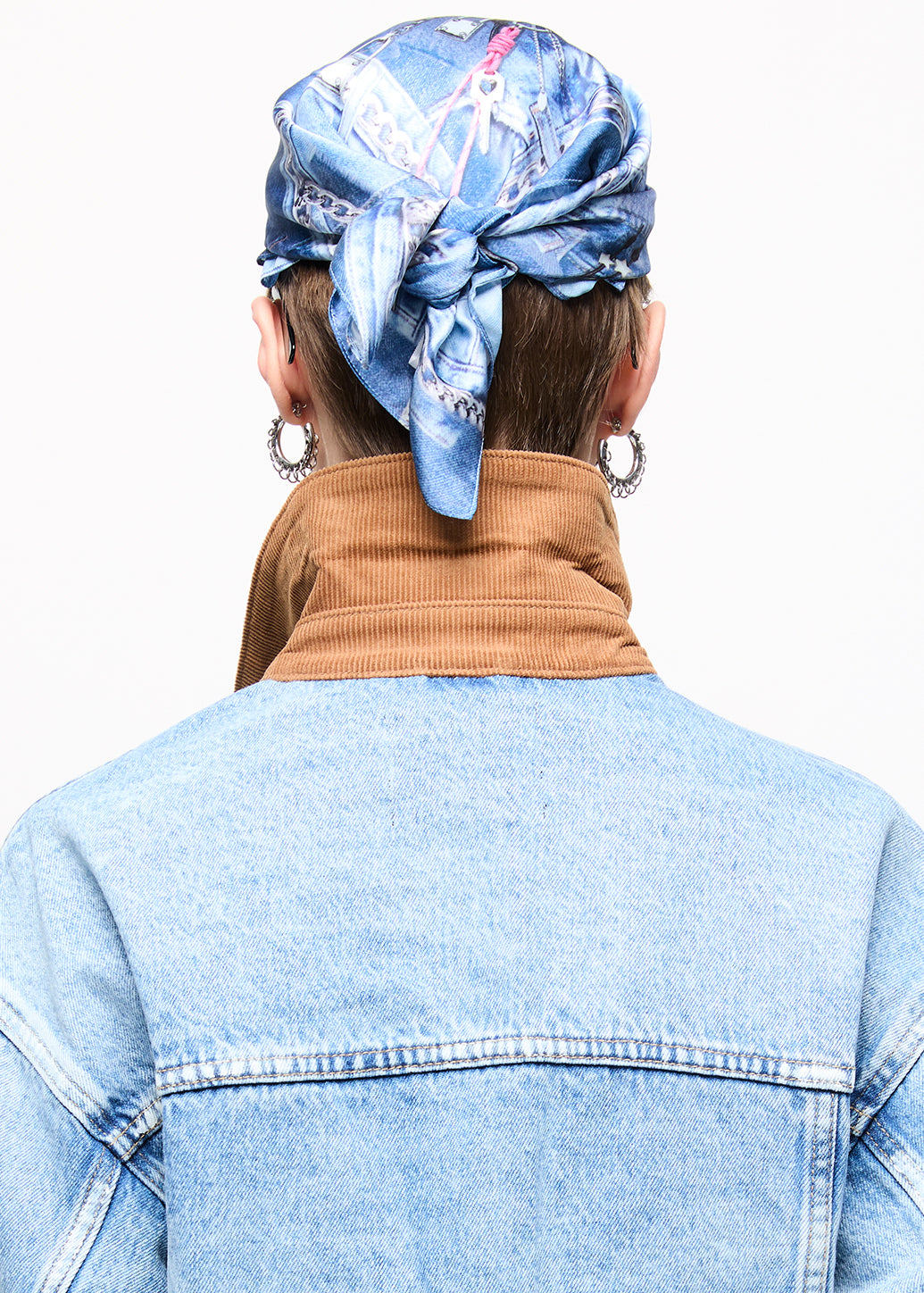 DENIM PRINTED SCARF Blue / OS