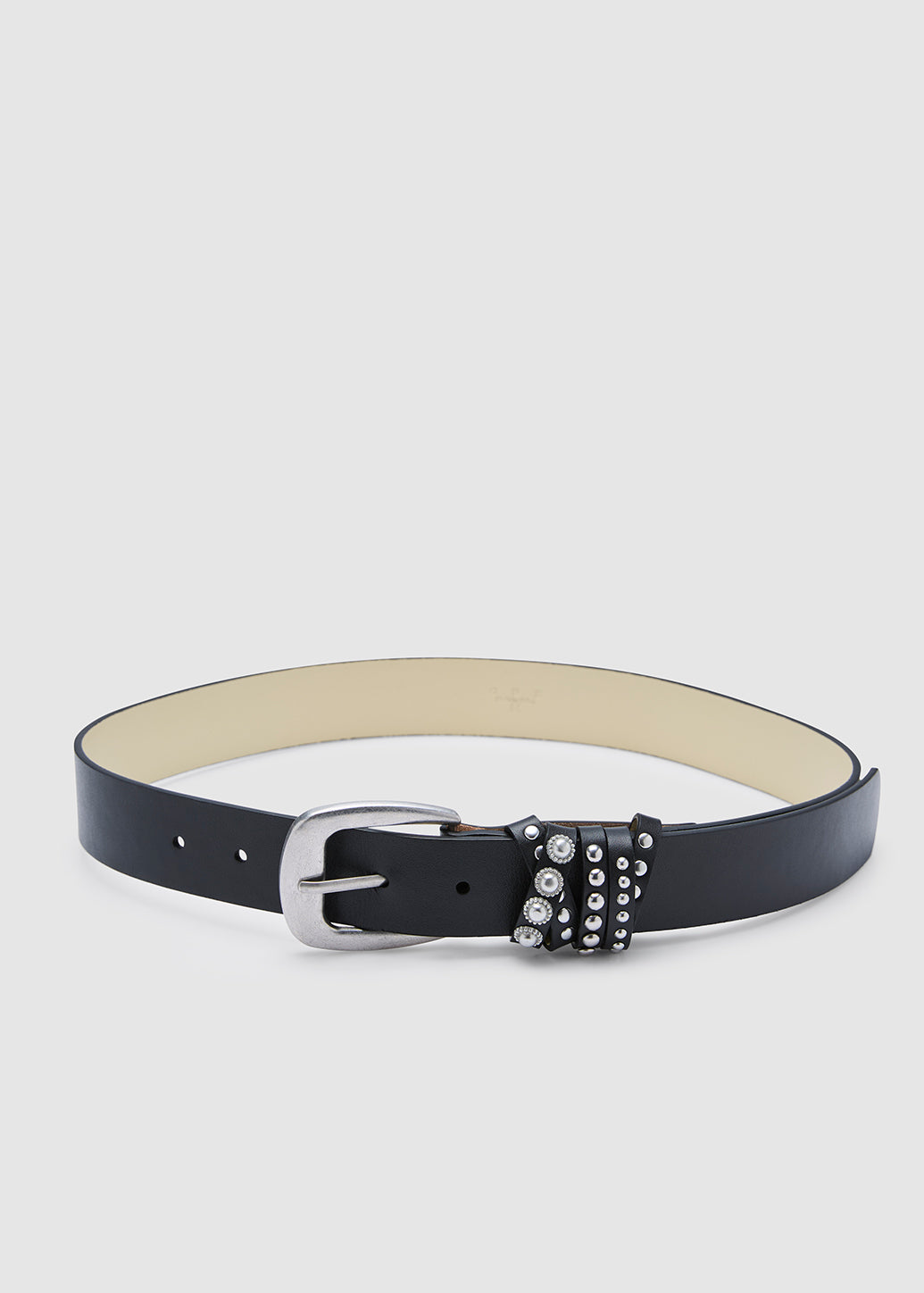 STUDDED LOOPS LEATHER BELT