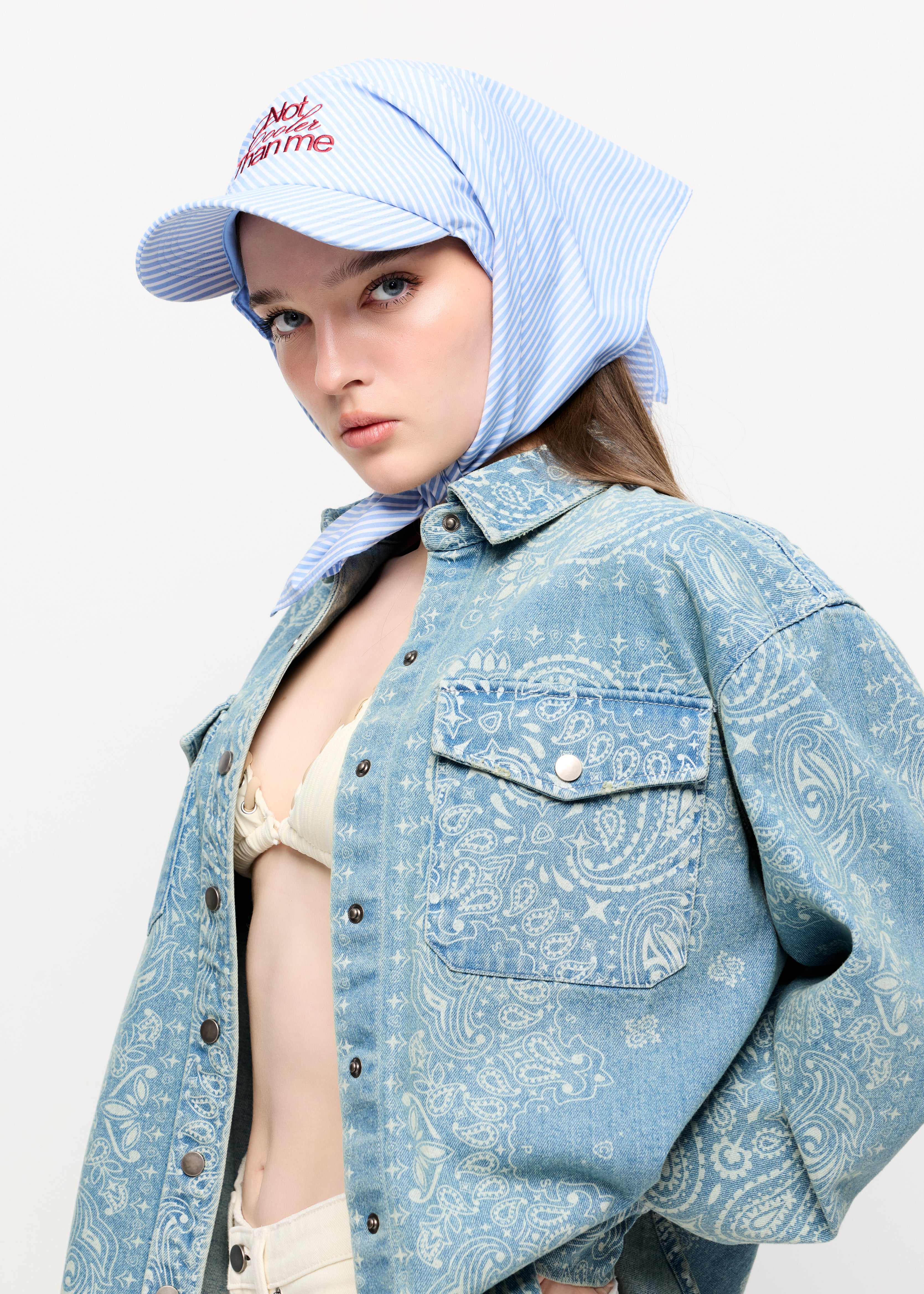 STRIPE SLOGAN EMBROIDERED CAP