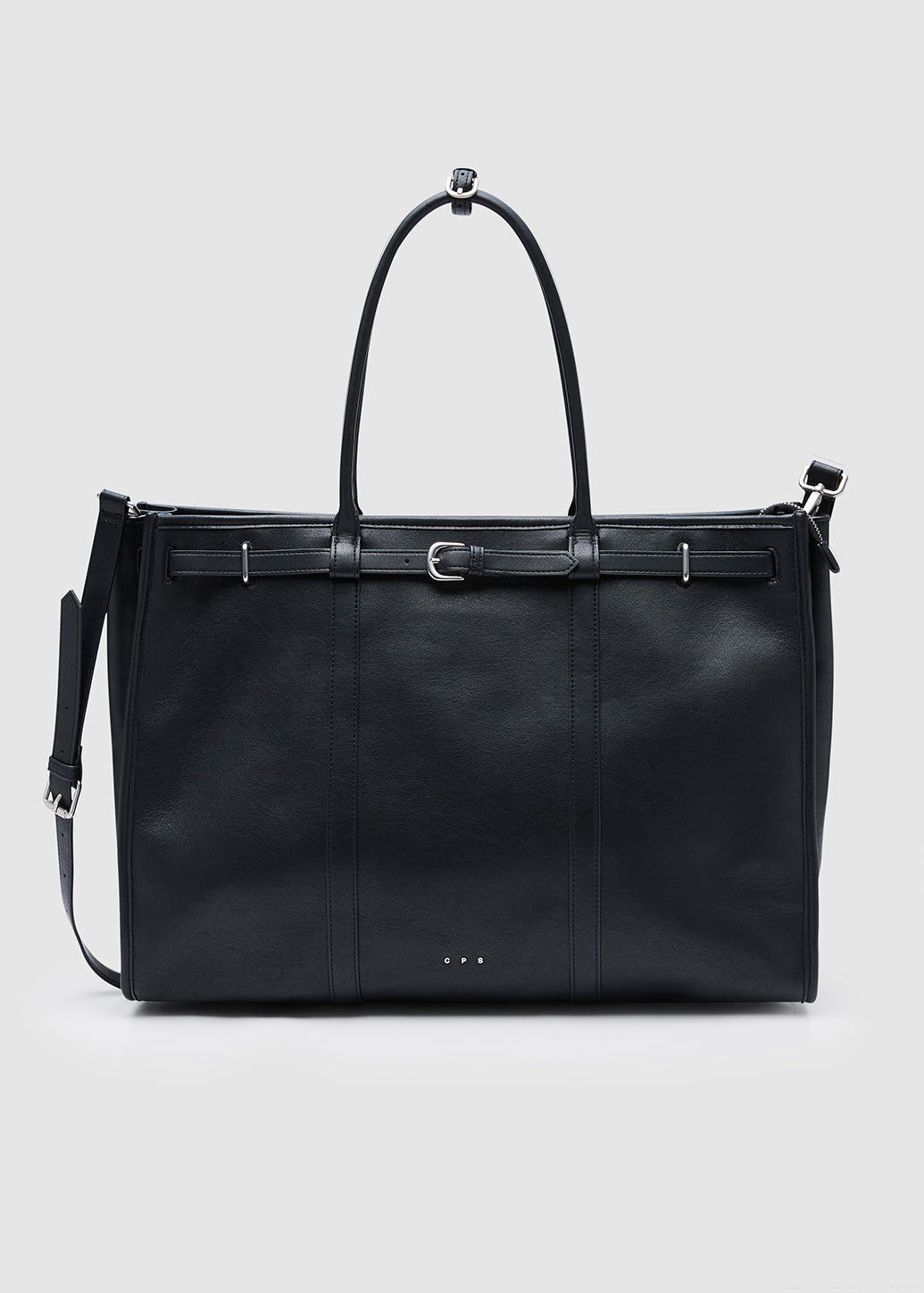 BELTED LEATHER TOTE BAG