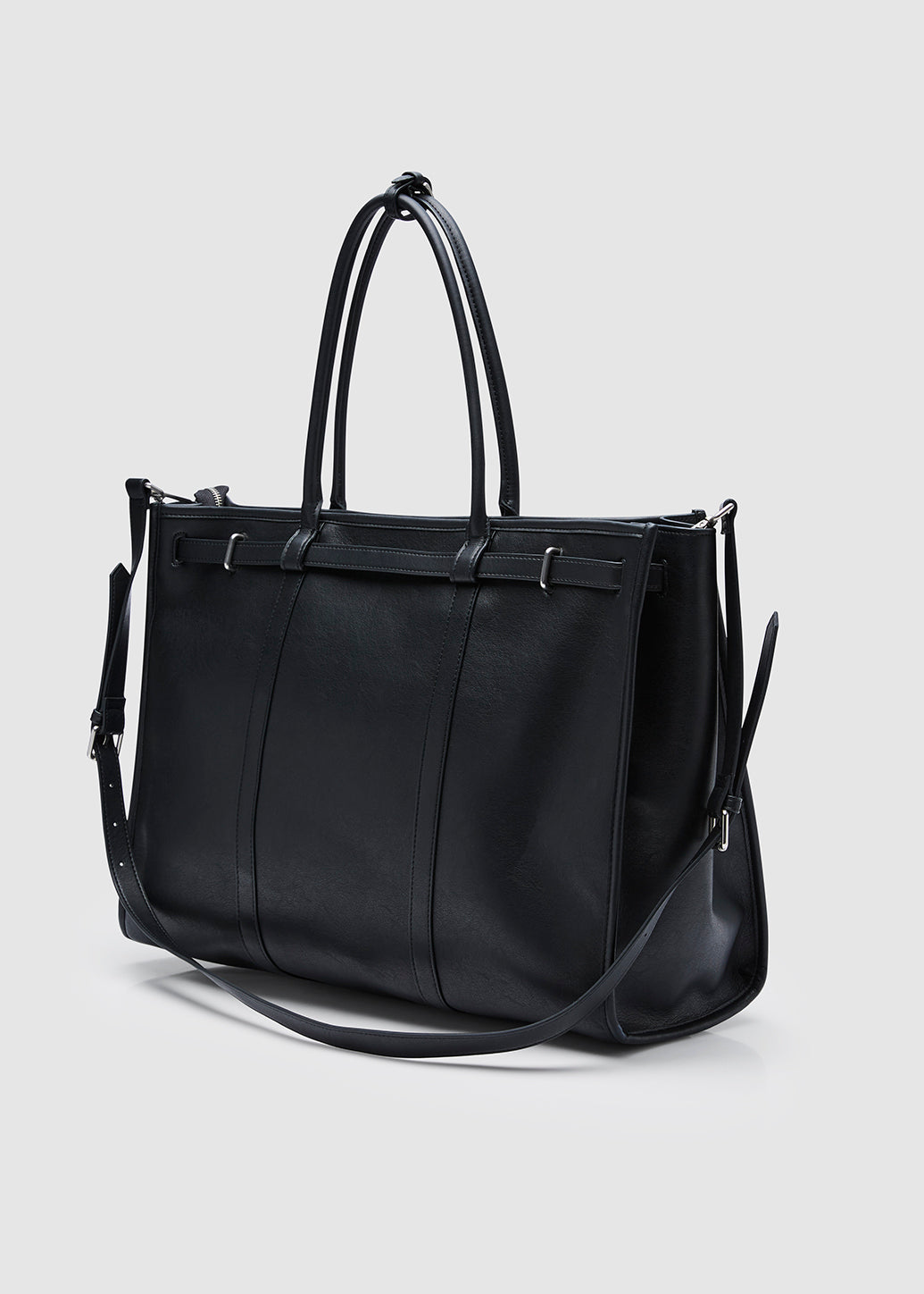 BELTED LEATHER TOTE BAG