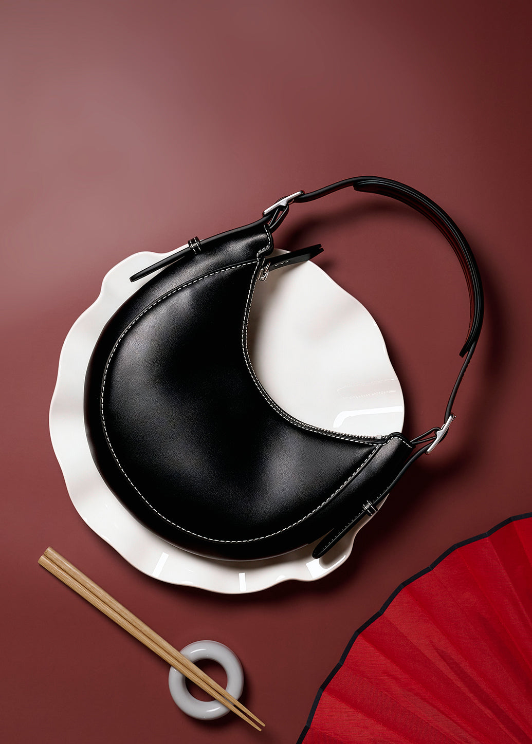 CRESCENT LEATHER SHOULDER BAG