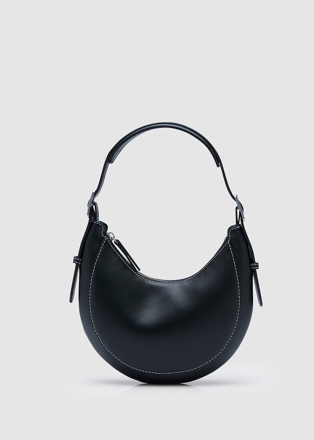 CRESCENT LEATHER SHOULDER BAG Black / OS