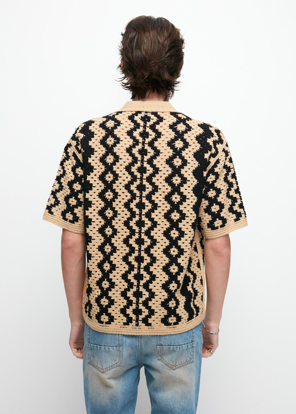 CROCHET BOXY FIT SHIRT Beige / S/M