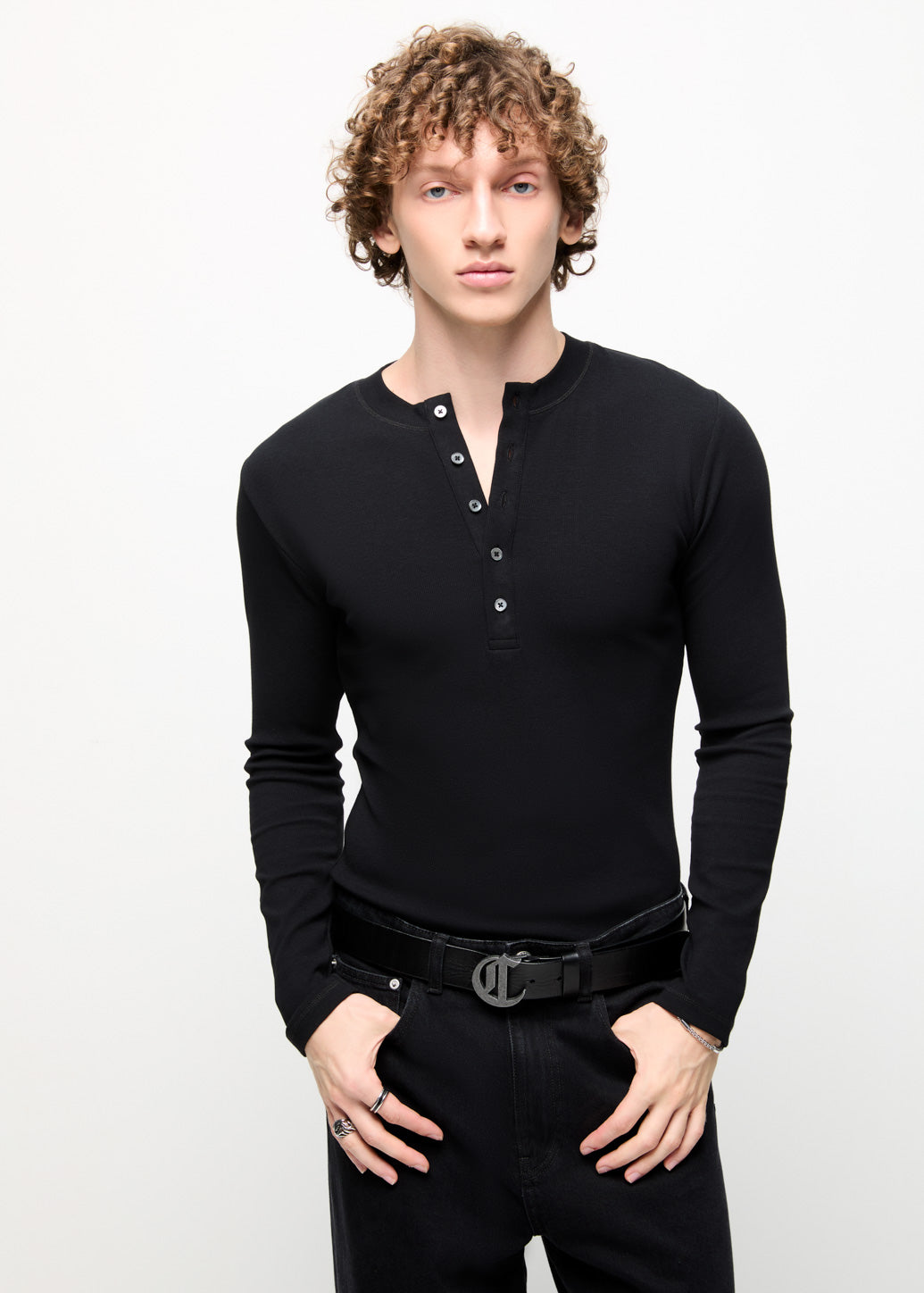 HENLEY LONG SLEEVE TEE Black / XL