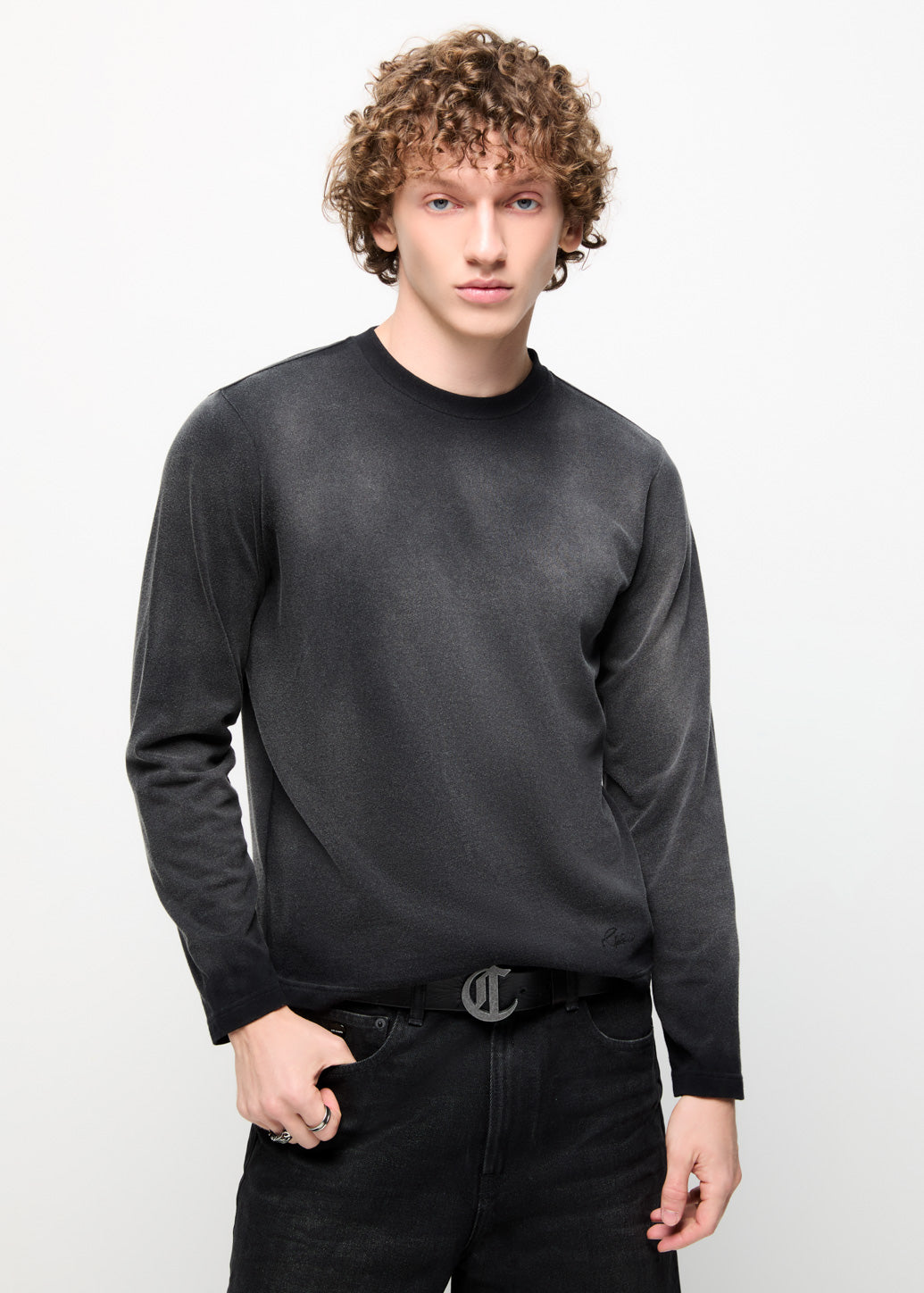 LONG SLEEVE FADED TEE Black / XL