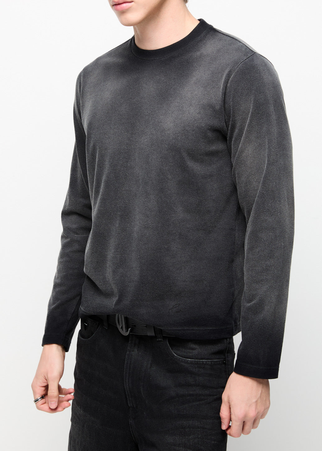 LONG SLEEVE FADED TEE Black / XL