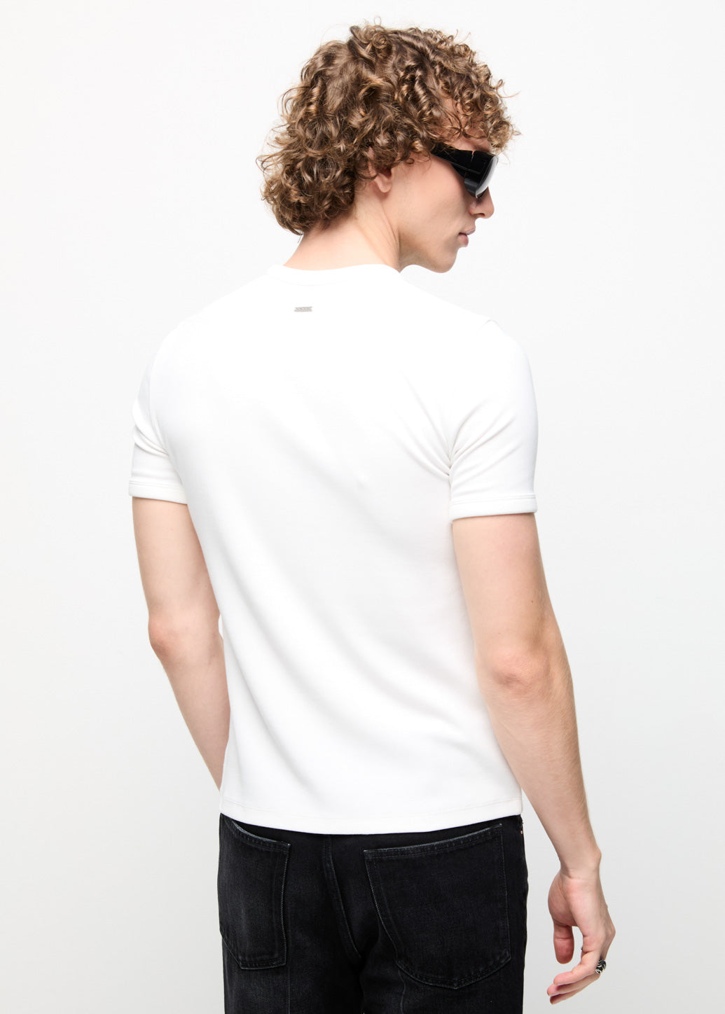 REGULAR COTTON RIBBED TEE Off White / XL