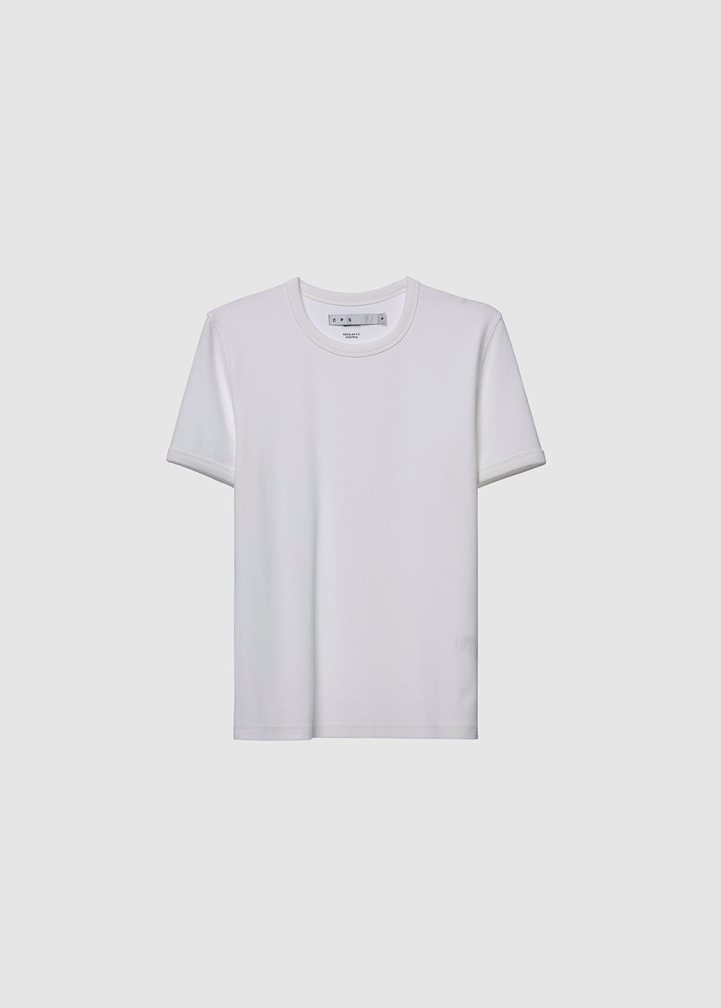 REGULAR COTTON RIBBED TEE Off White / XL