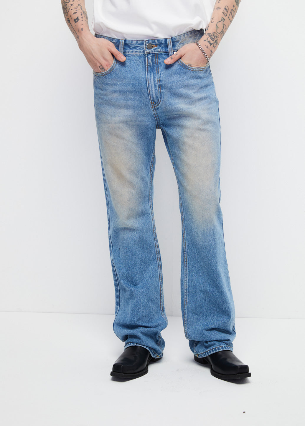 BLUE FADED BOOTCUT JEANS Blue / 36