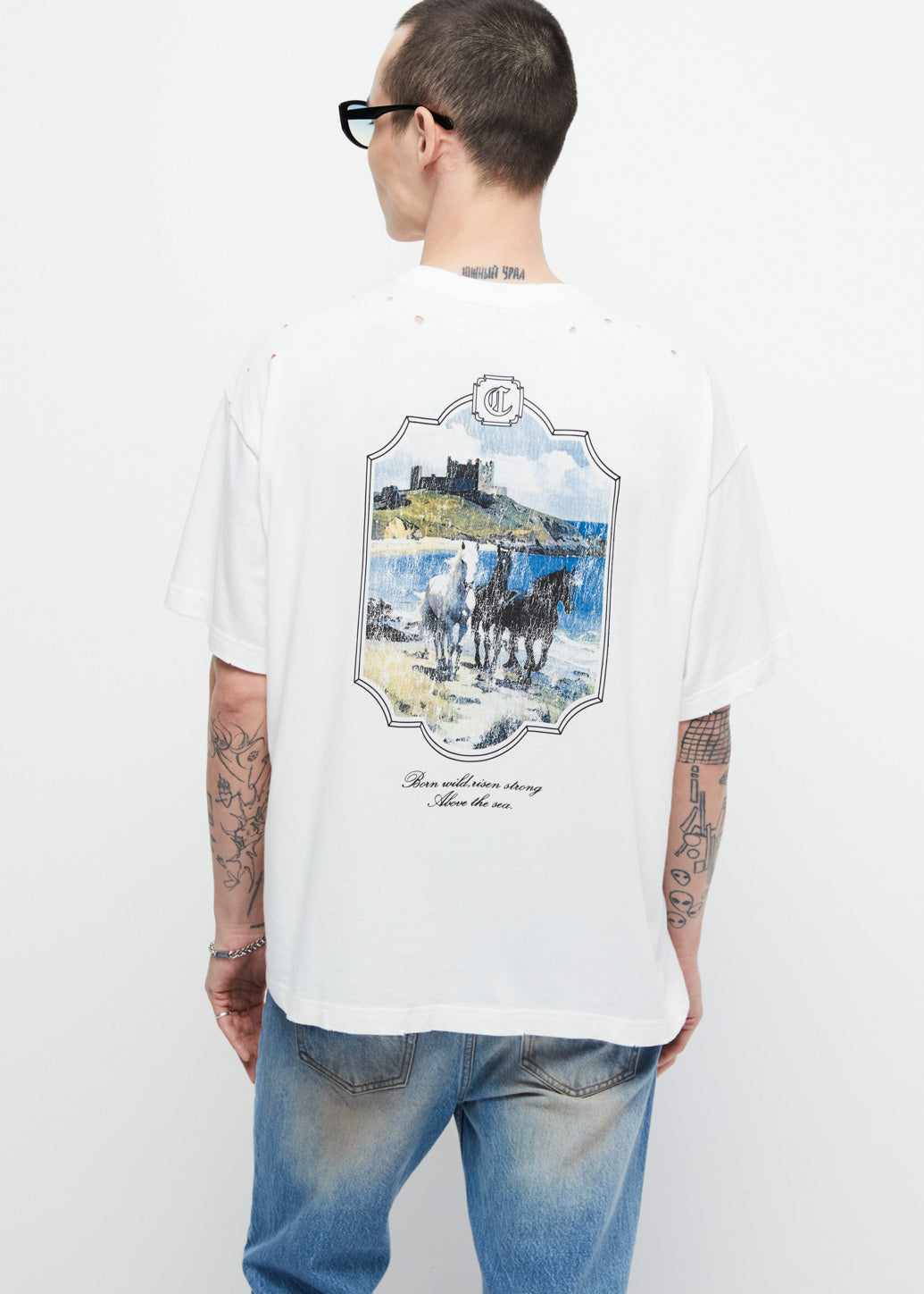 DESTROYED EQUINE GRAPHIC TEE Off White / L