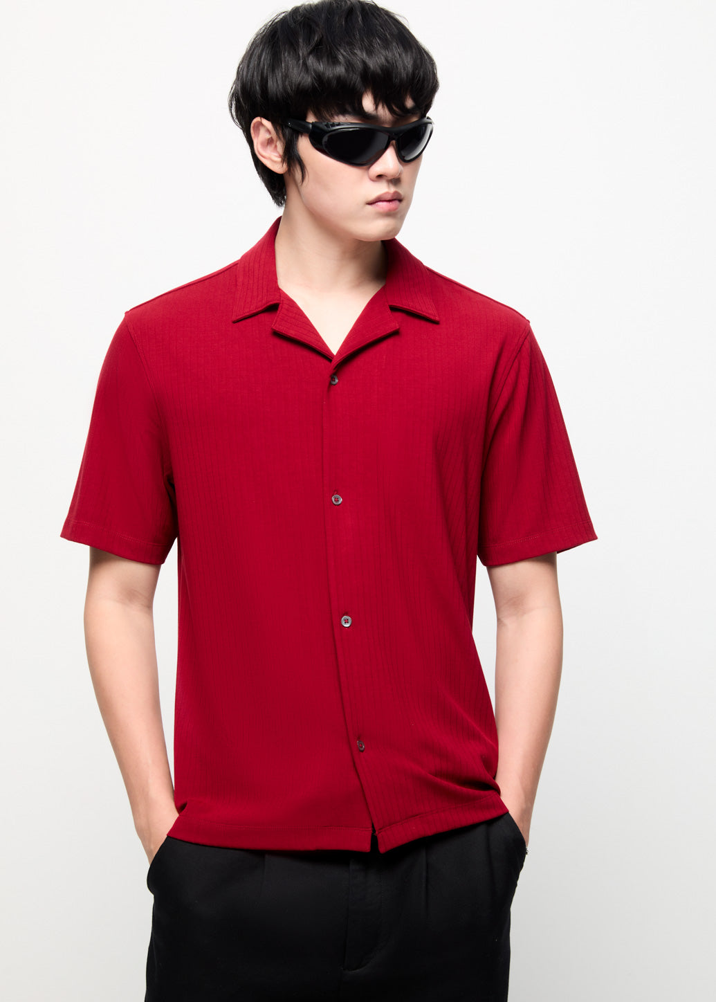 CAMP COLLARED TEXTURE KNIT SHIRT