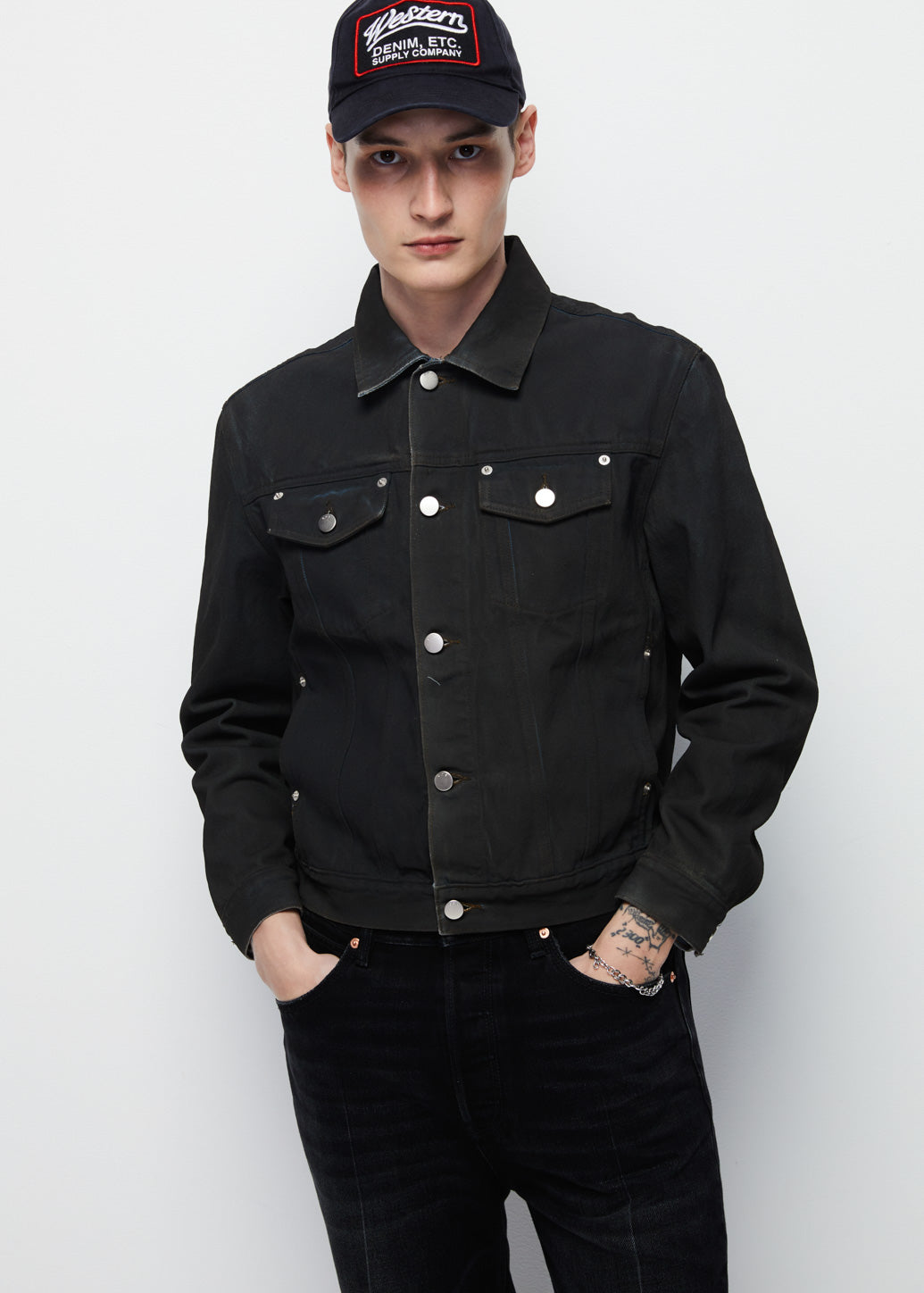 COATED DENIM JACKET Black / XL