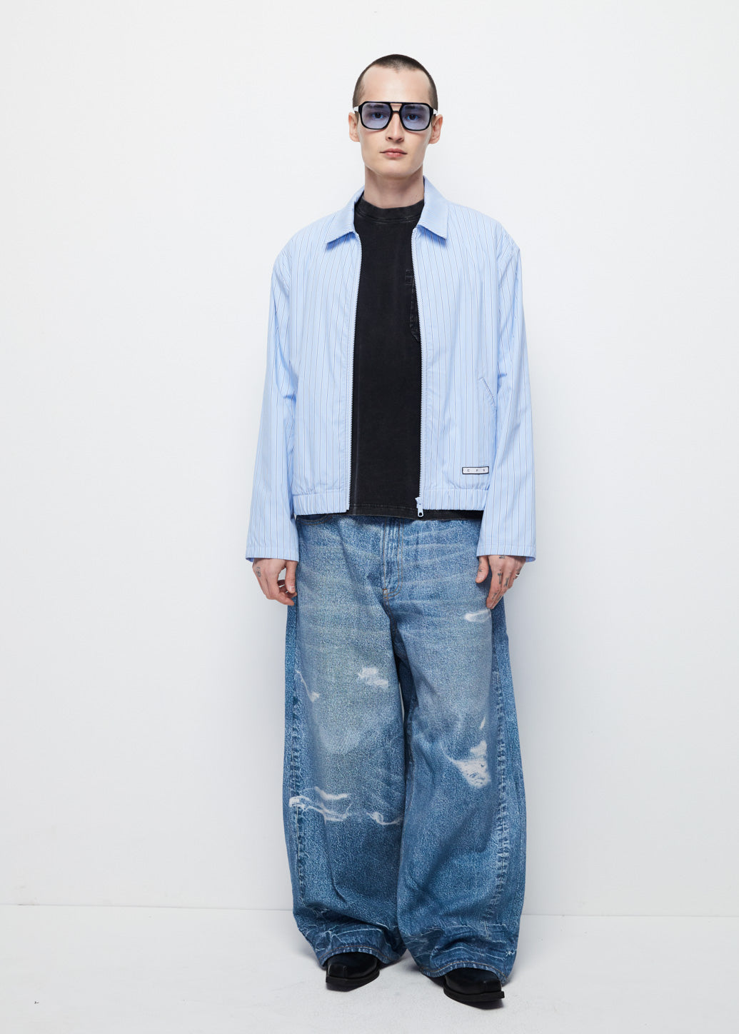 STRIPED FULL-ZIP JACKET Blue / XL