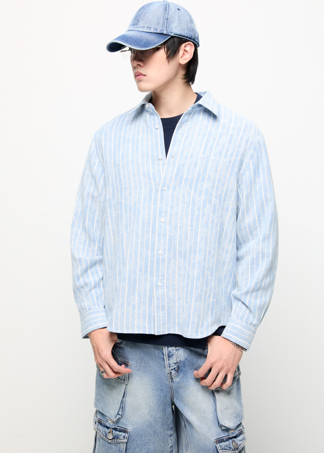 EMBROIDERED LOGO SHIRT Blue / XL