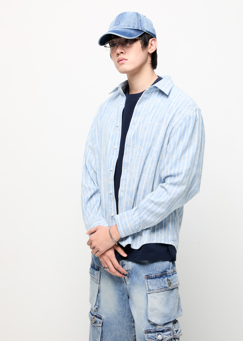 EMBROIDERED LOGO SHIRT Blue / XL