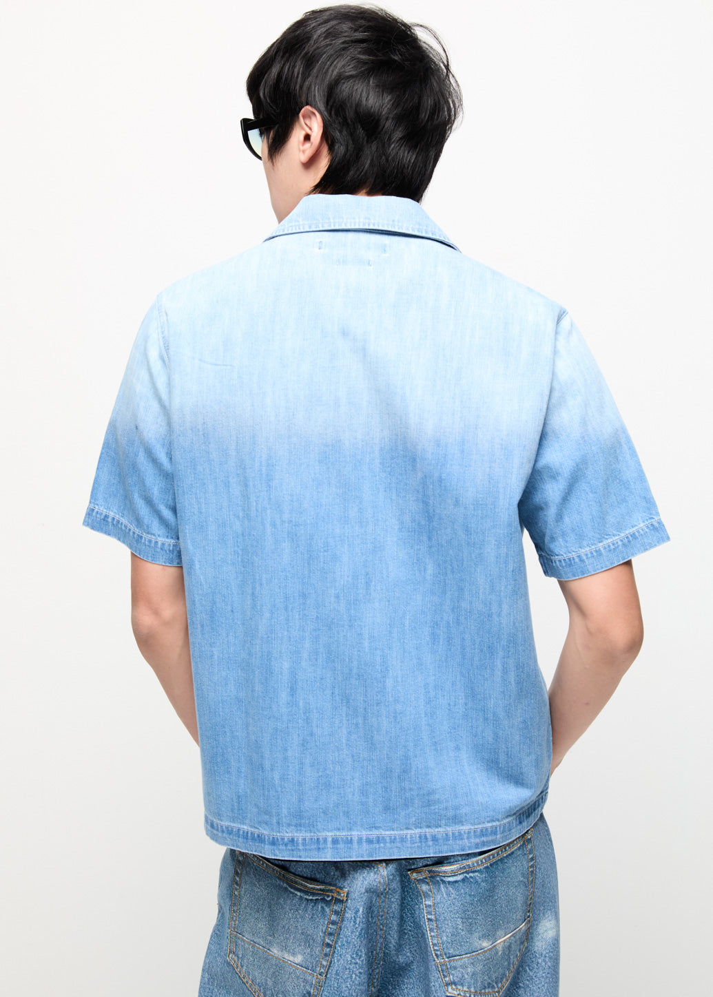 CROP HAWAII DENIM SHIRT Blue / XL