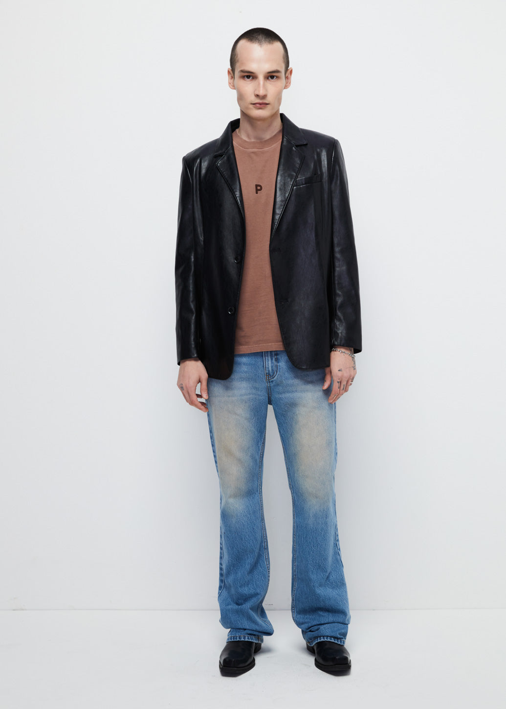 BROWN EMBROIDERED LOGO TEE Brown / XL