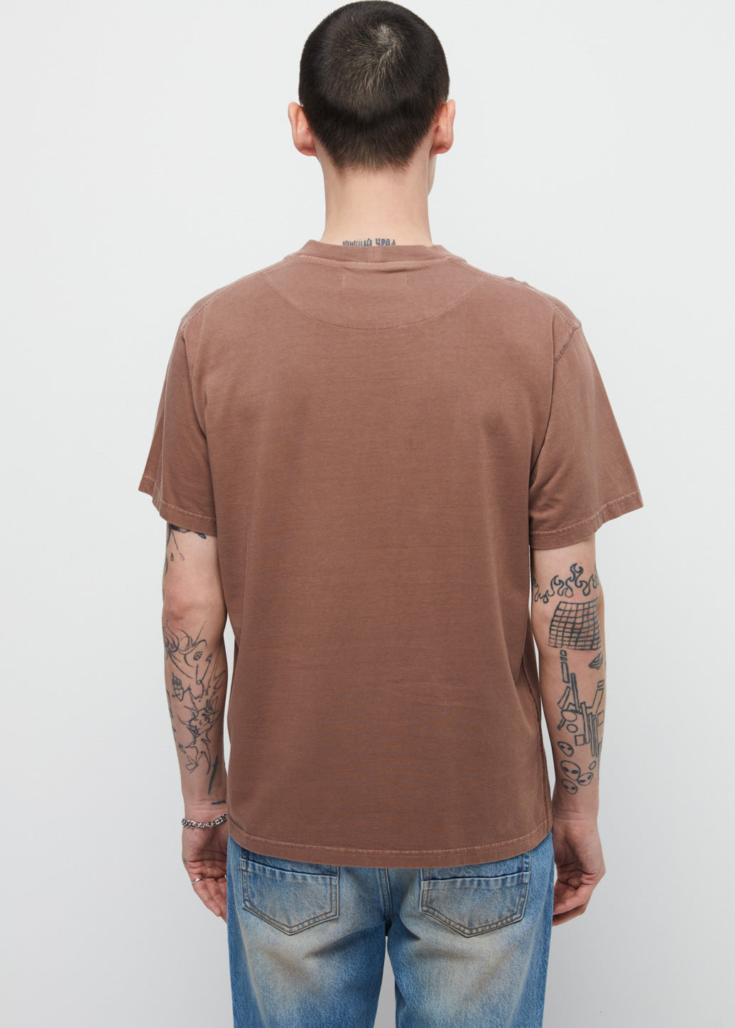 BROWN EMBROIDERED LOGO TEE Brown / XL