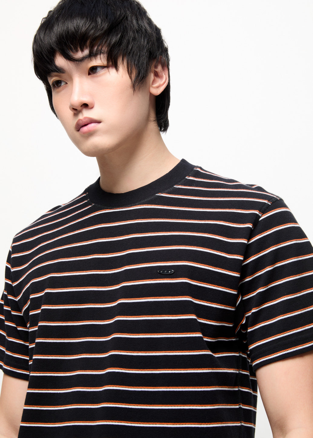 STRIPE TEXTURED TEE Black / XL