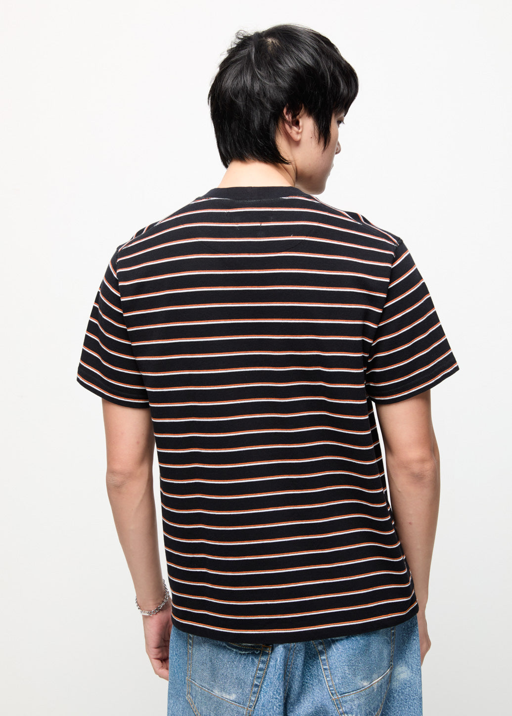 STRIPE TEXTURED TEE Black / XL