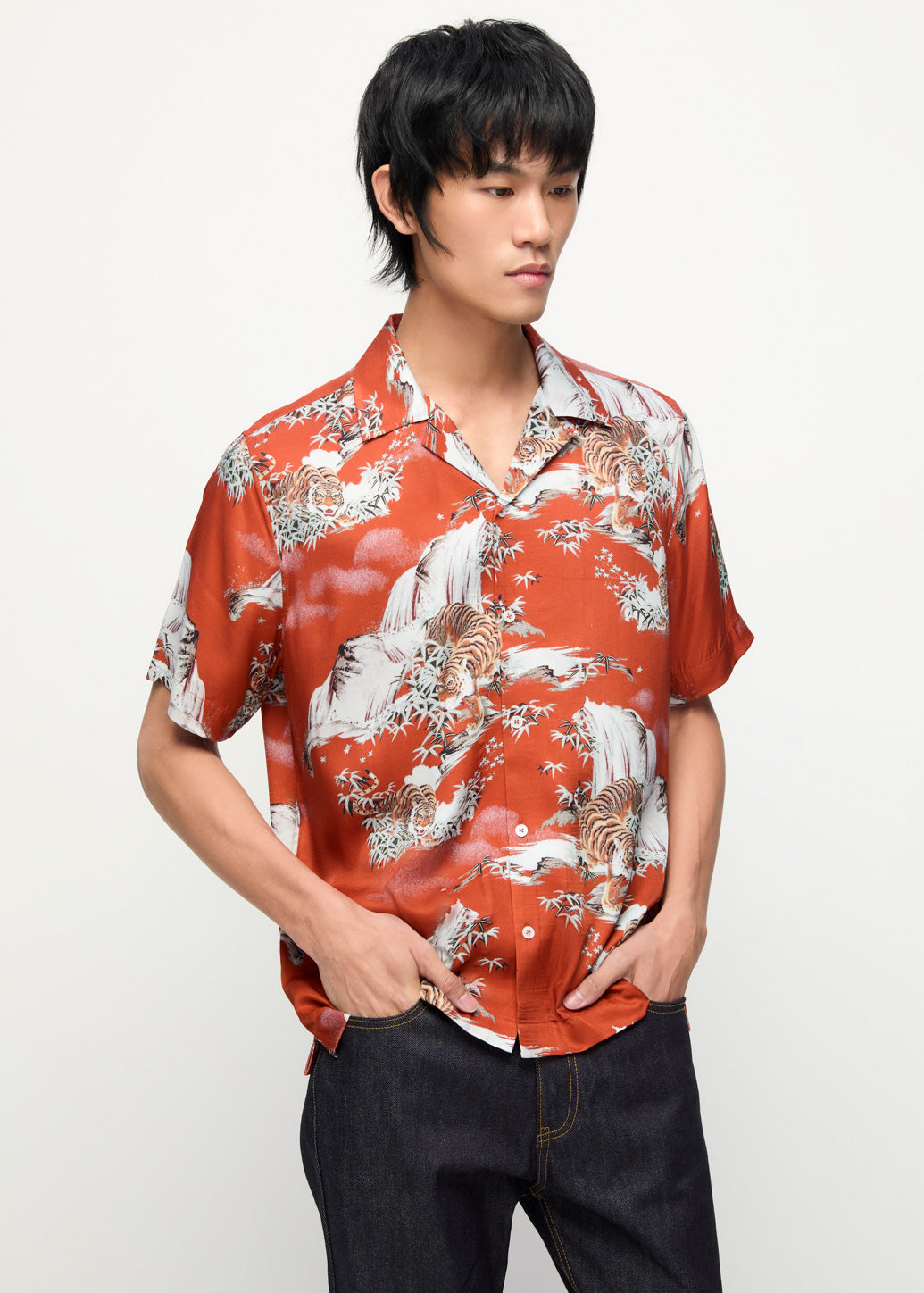 TIGER PRINTED SHIRT Red / XL