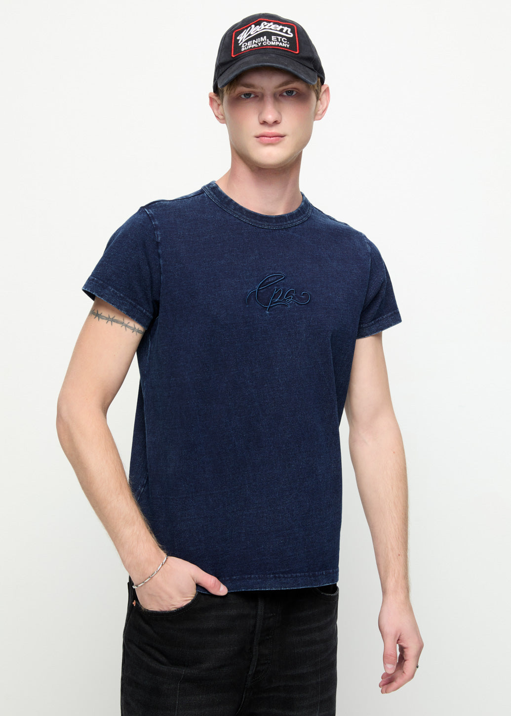 EMBROIDERED JERSEY BABY TEE Navy / XL