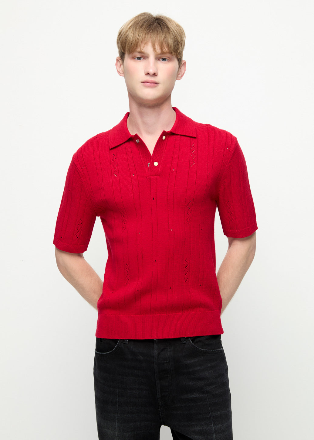 ORIENTAL REBELLION KNITTED POLO Red / XL
