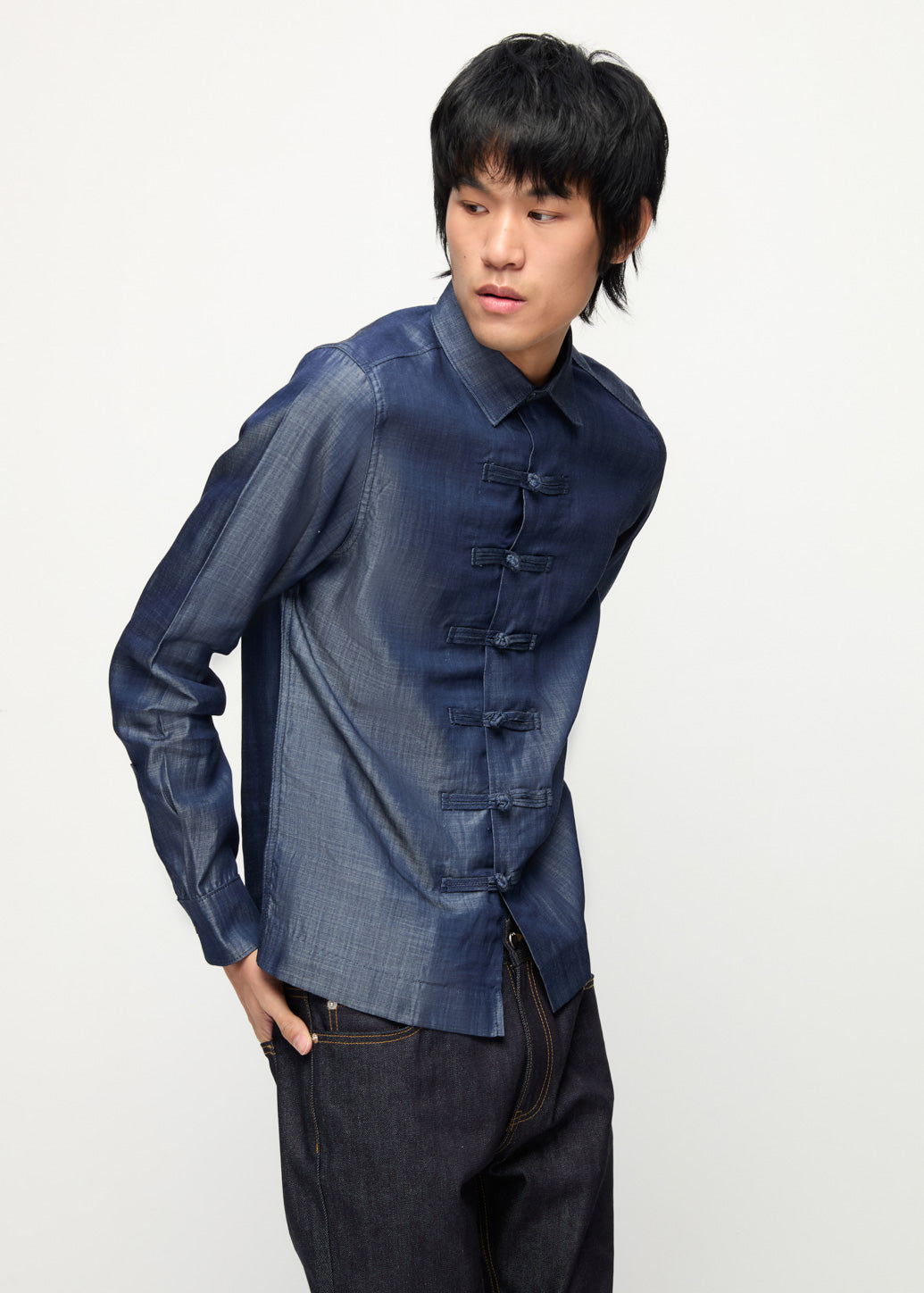 FROG BUTTON TWILL SHIRT Navy / XL