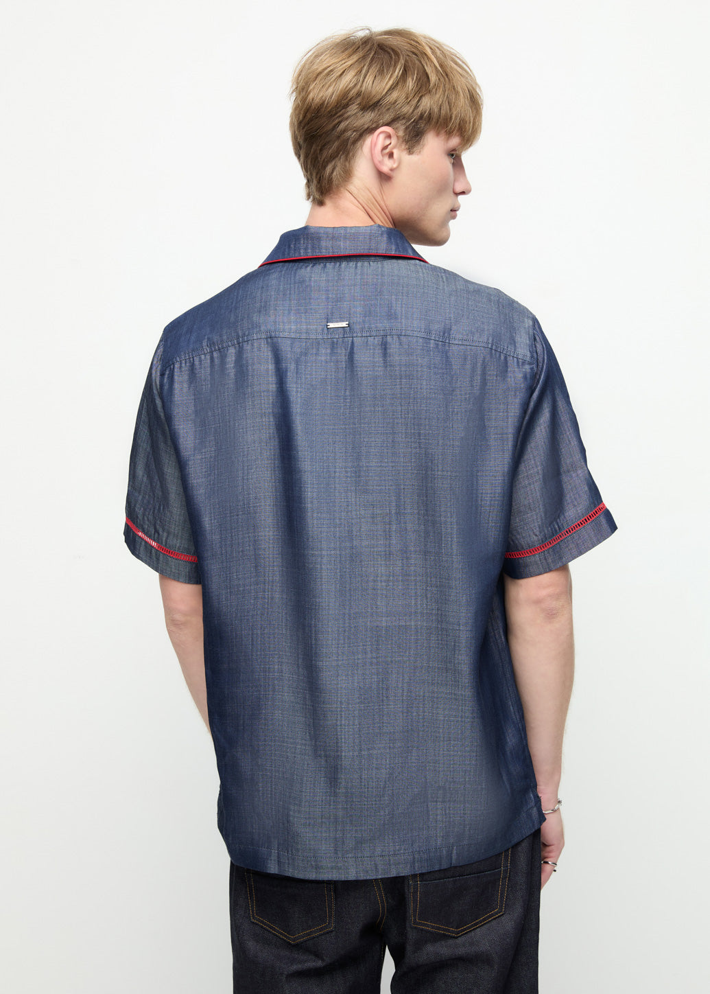 LINE PIPING SHIRT Navy / XL