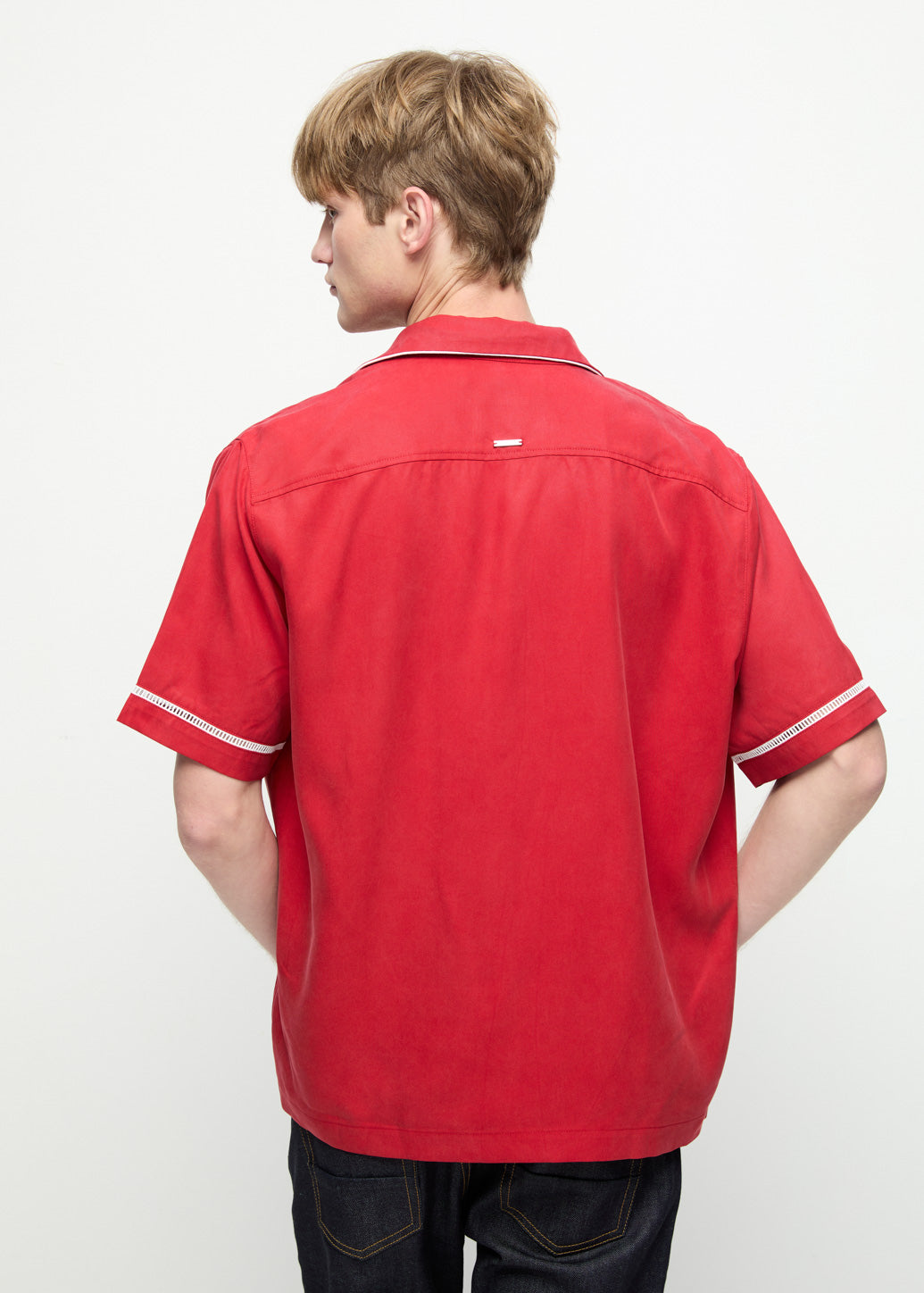 LINE PIPING RELAXED-FIT SHIRT Red / XL