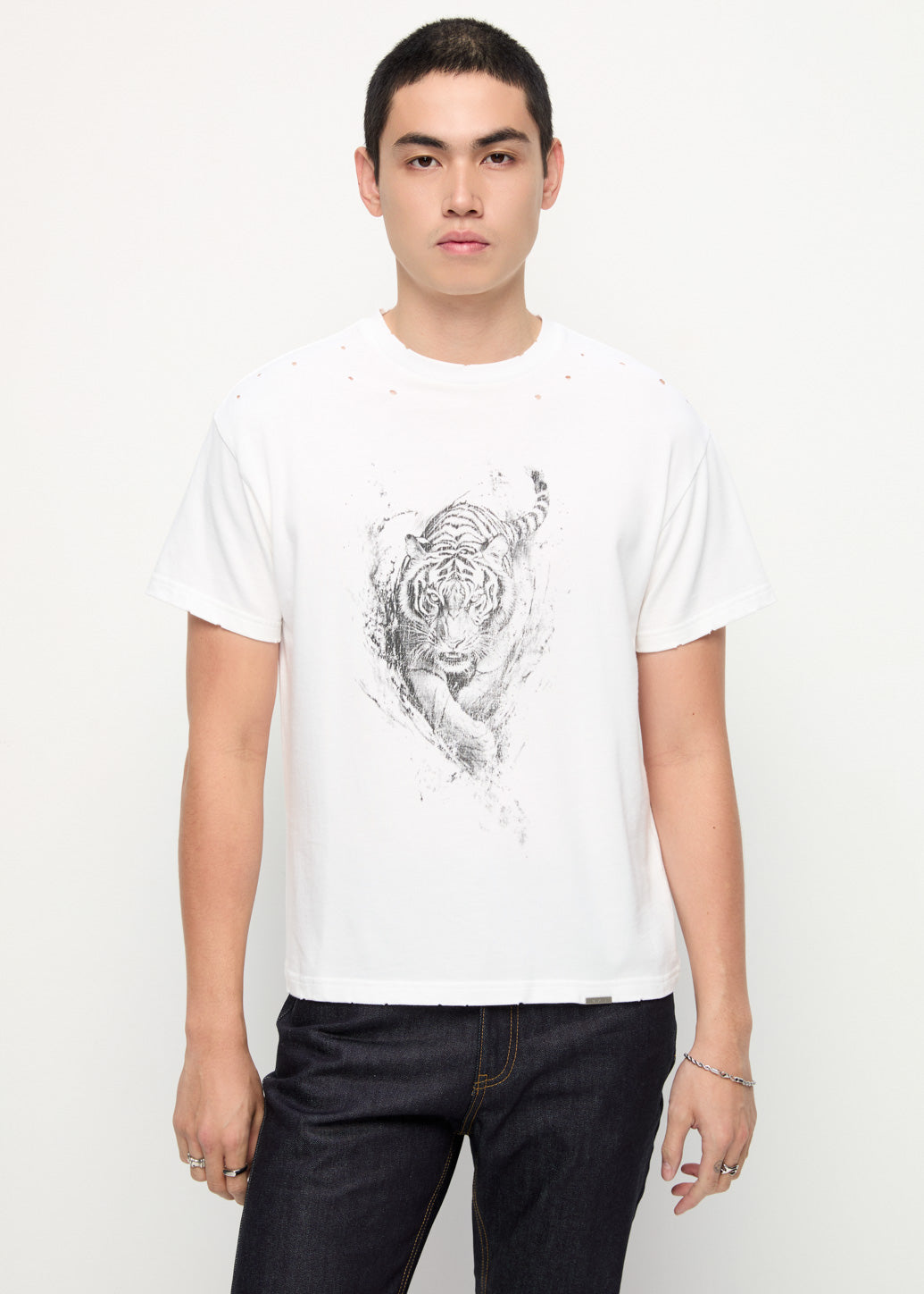 TIGER PRINTED TEE White / XL