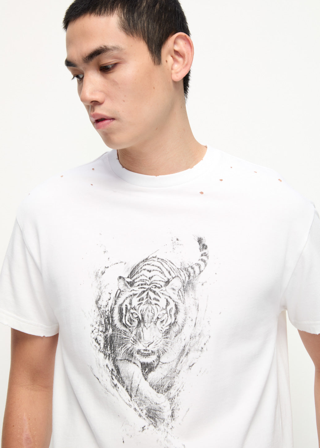 TIGER PRINTED TEE White / XL