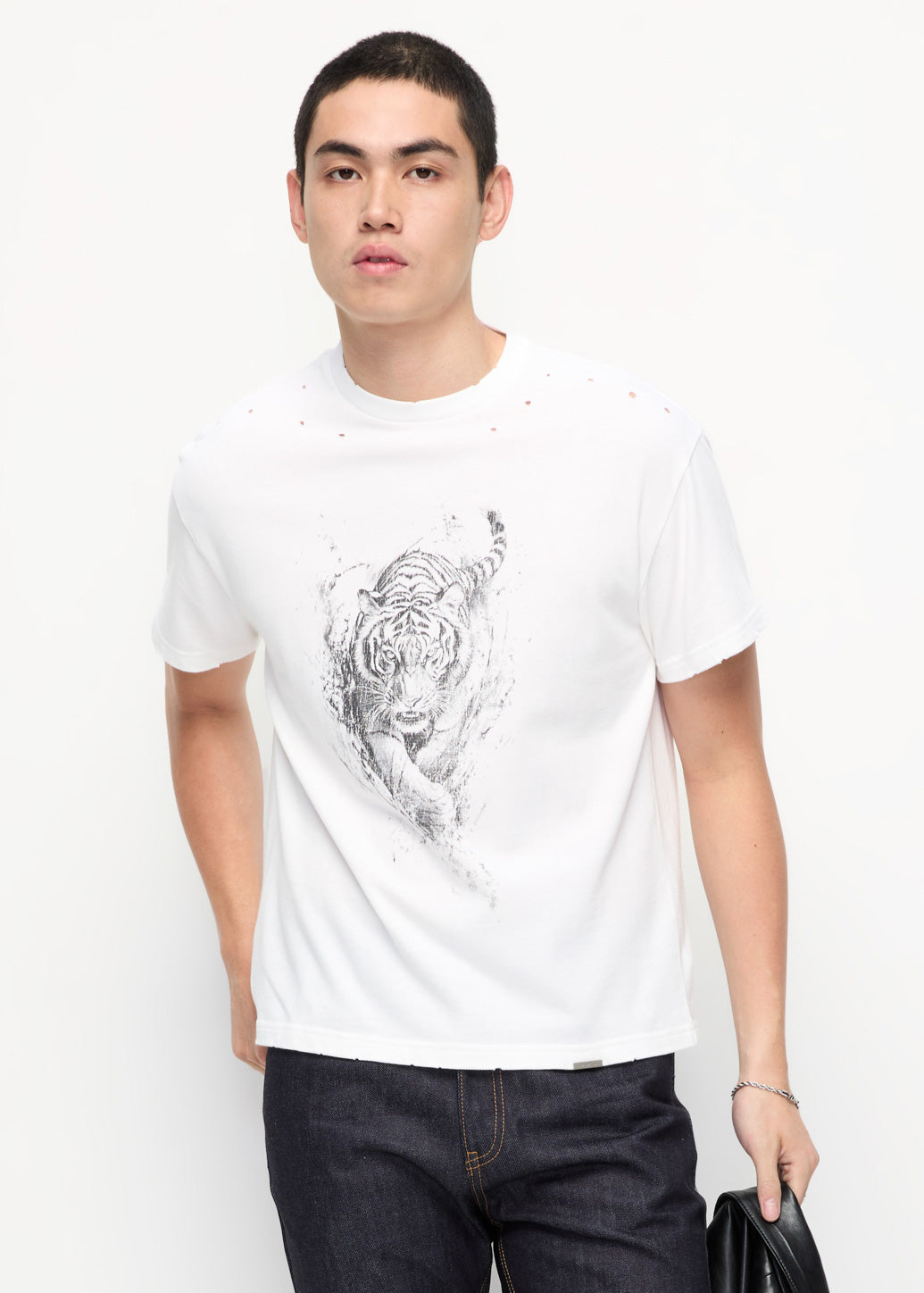TIGER PRINTED TEE White / XL