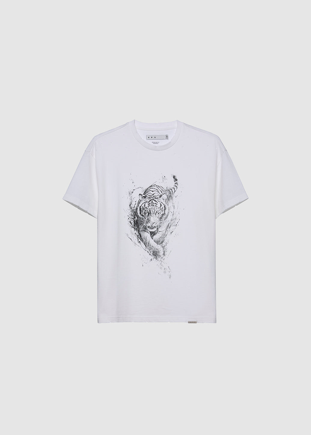 TIGER PRINTED TEE White / XL