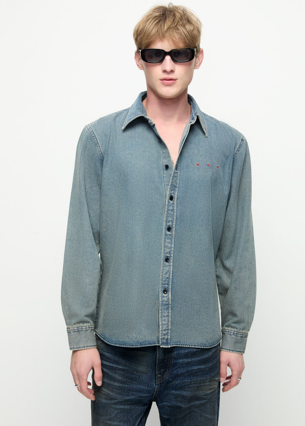 WASHED DENIM SHIRT Blue / XL