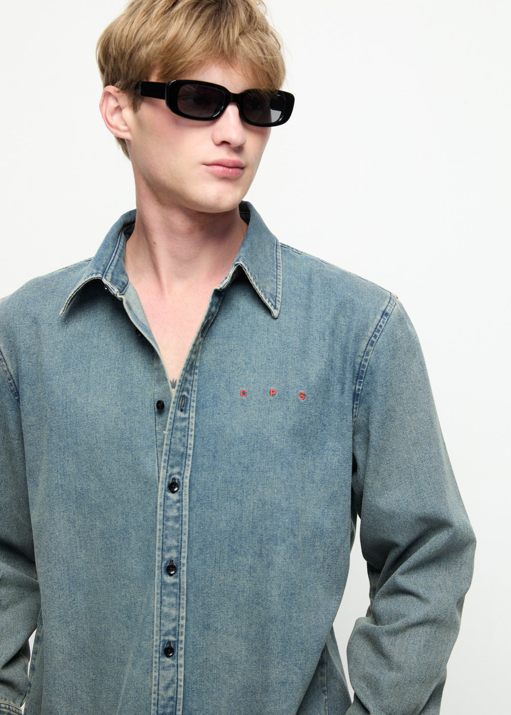 WASHED DENIM SHIRT Blue / XL
