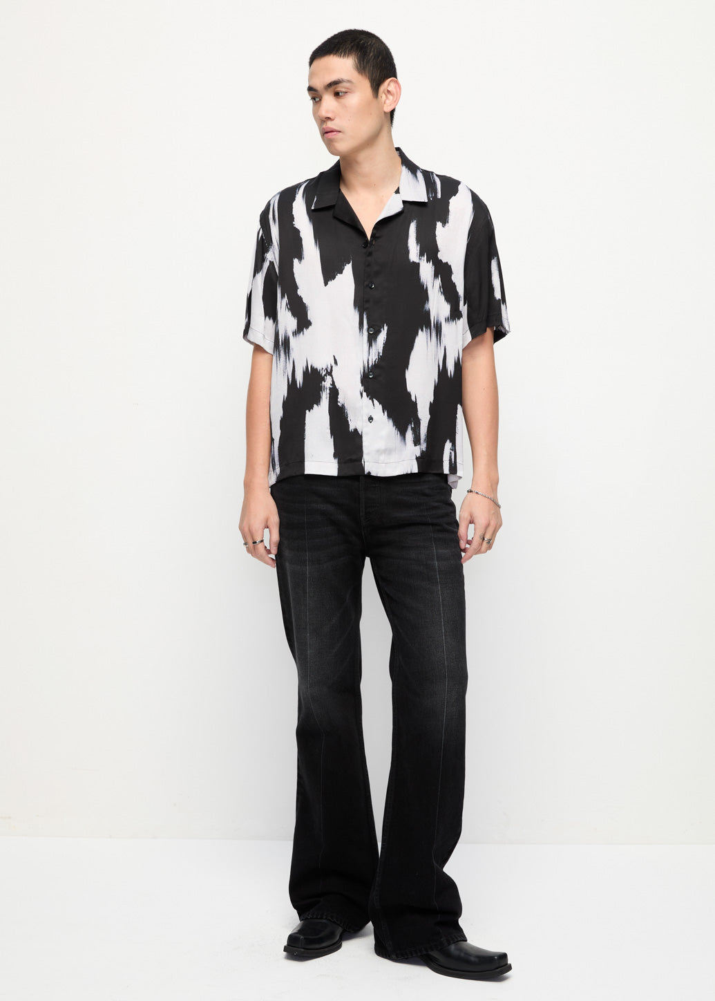ABSTRACT PRINTED SHIRT Black / L