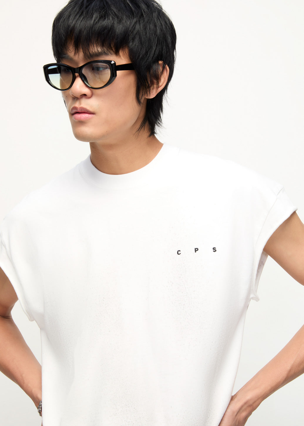 SLEEVELESS WASHED TEE White / XL