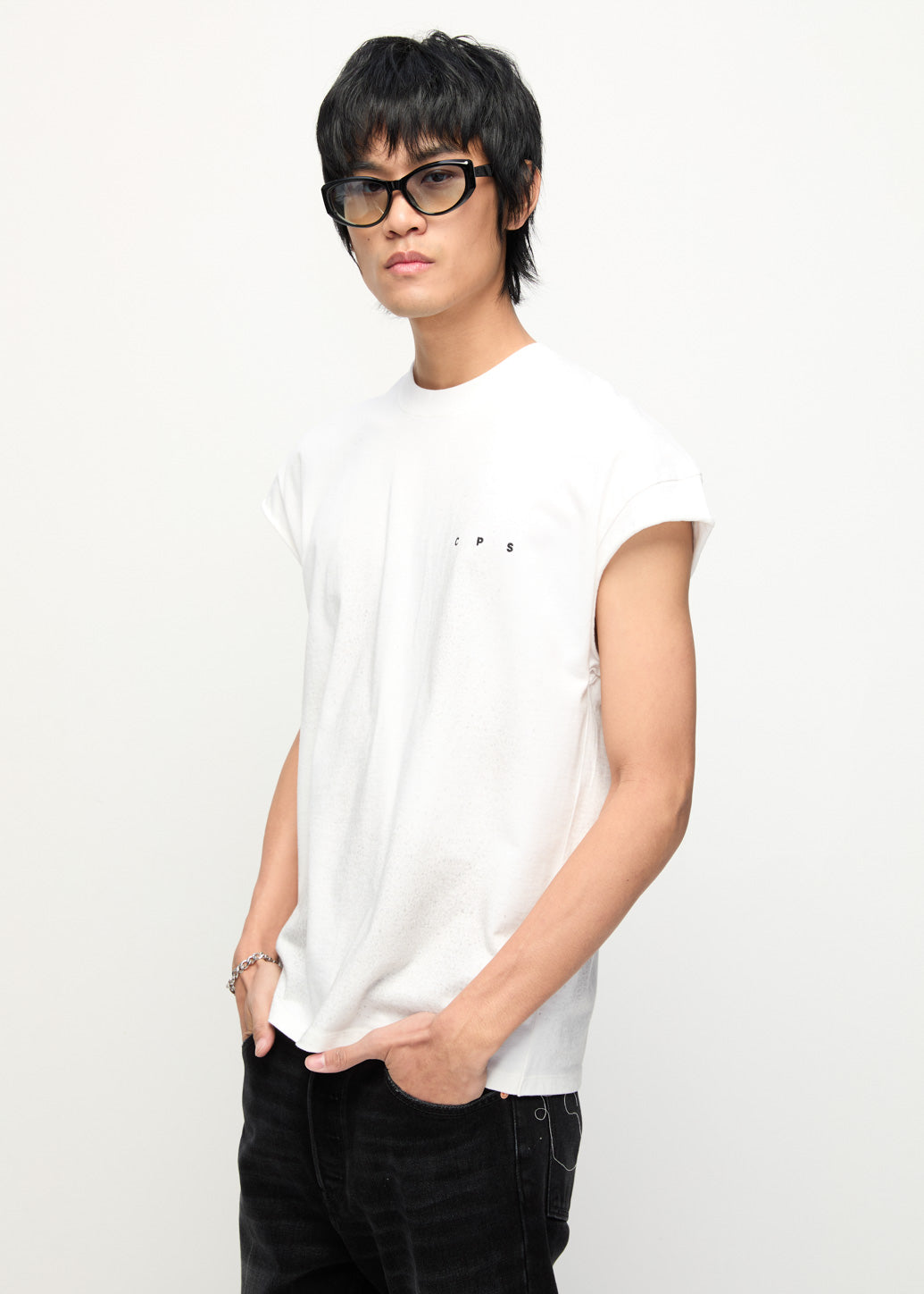 SLEEVELESS WASHED TEE White / XL